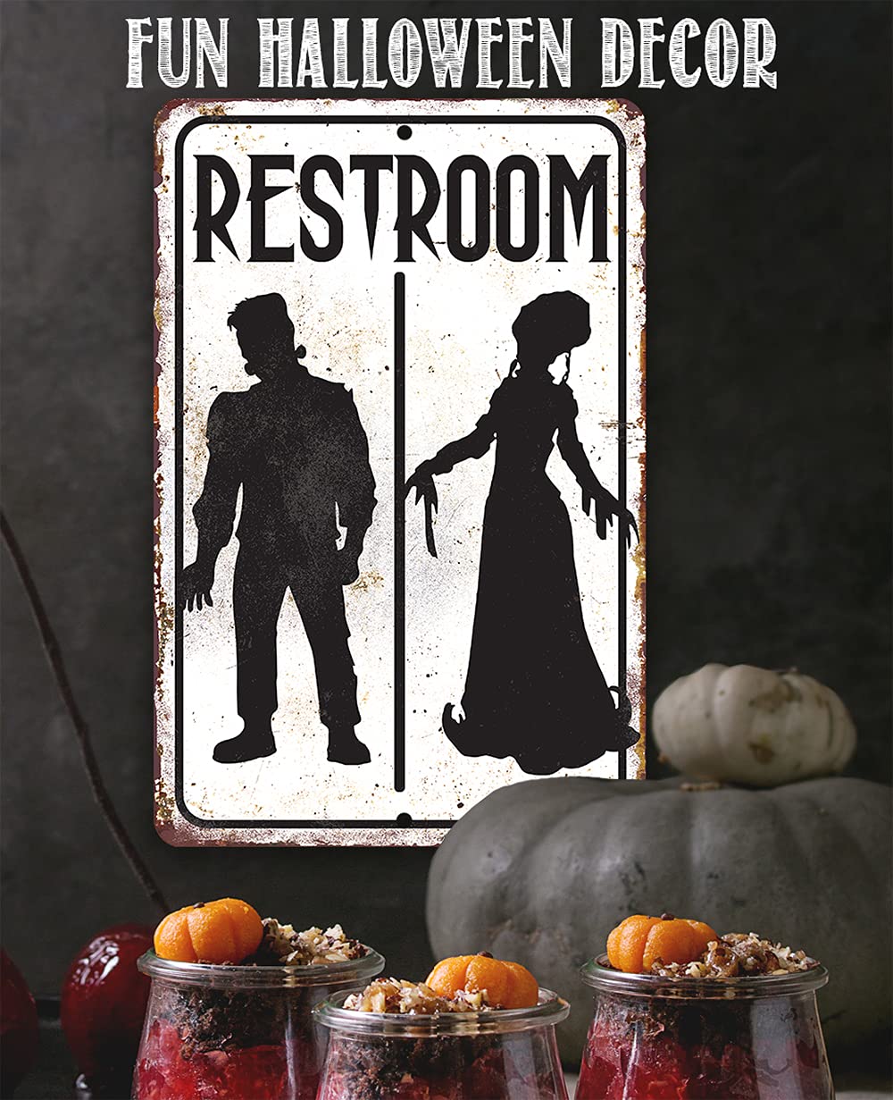 Proudly made in Tomball Texas family shop Frankenstein Restroom sign