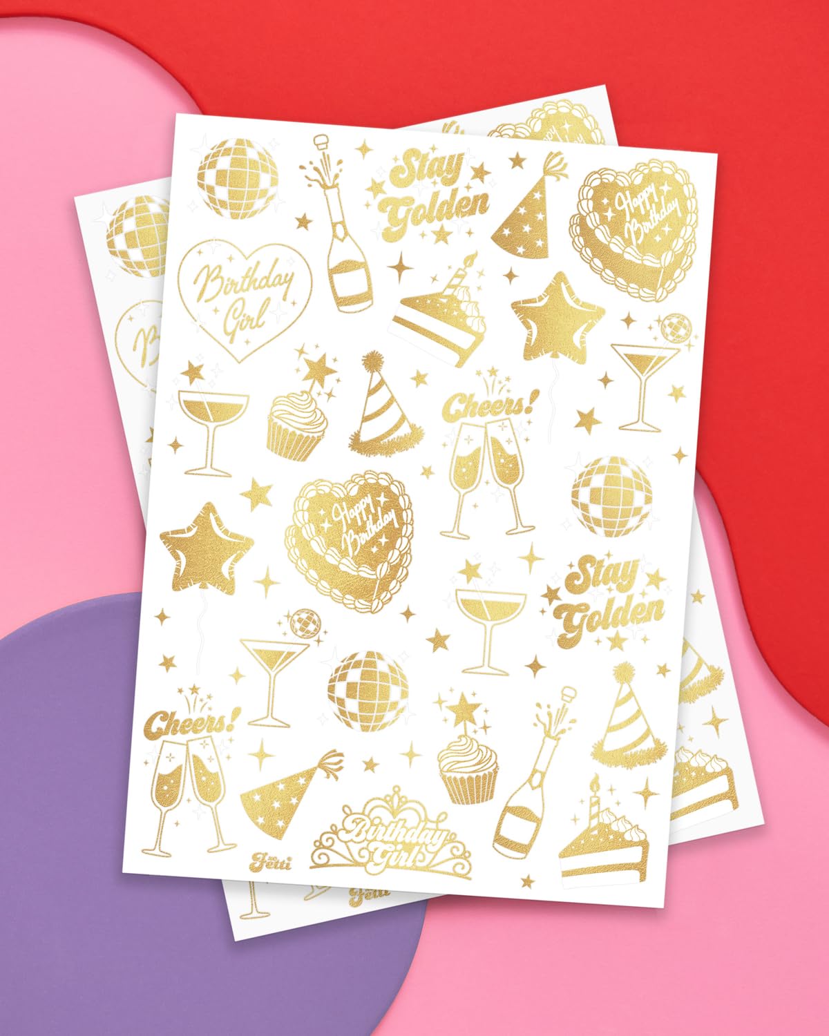 two sheets totaling 50 gold foil tattoos for party