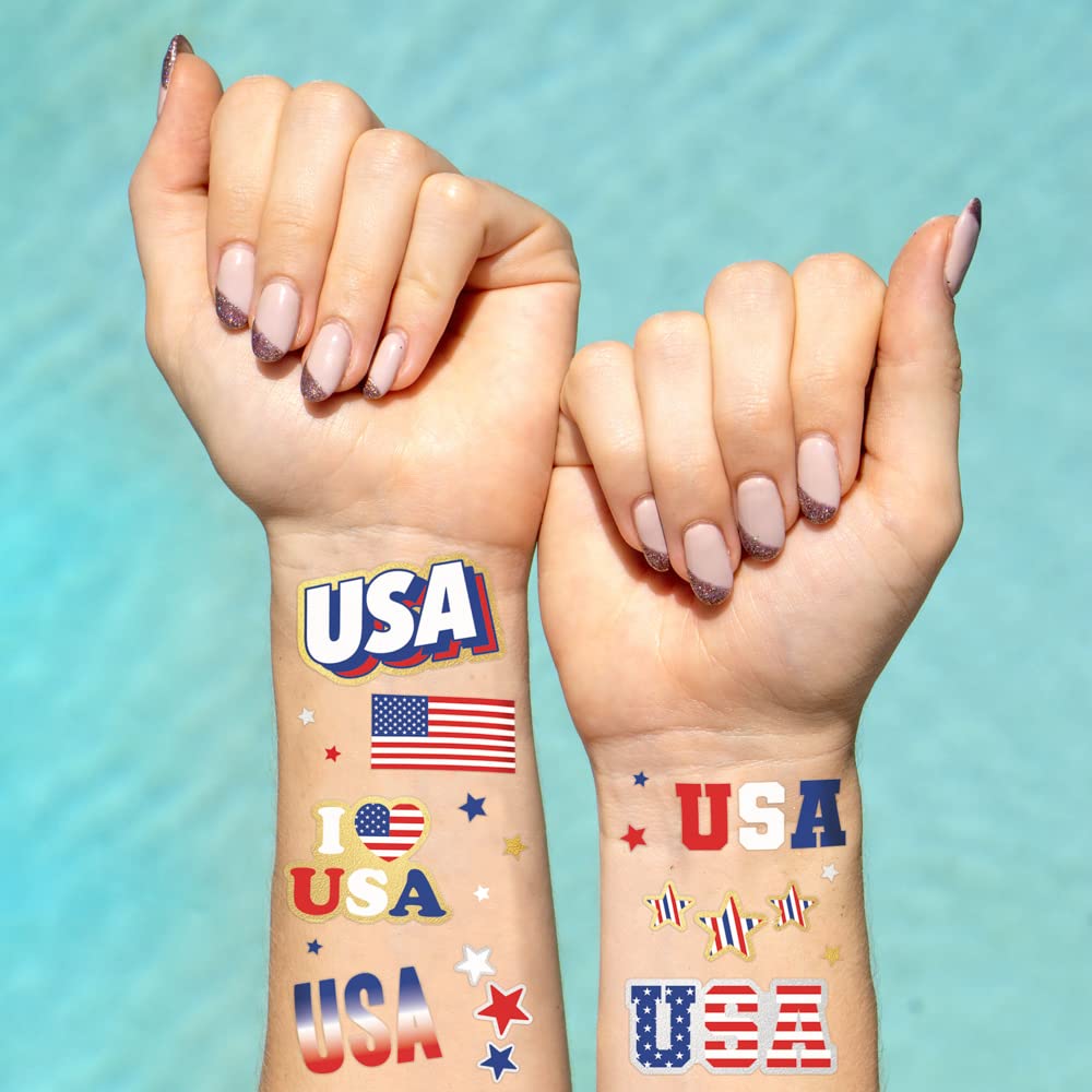 Fireworks and American flag USA tattoo designs