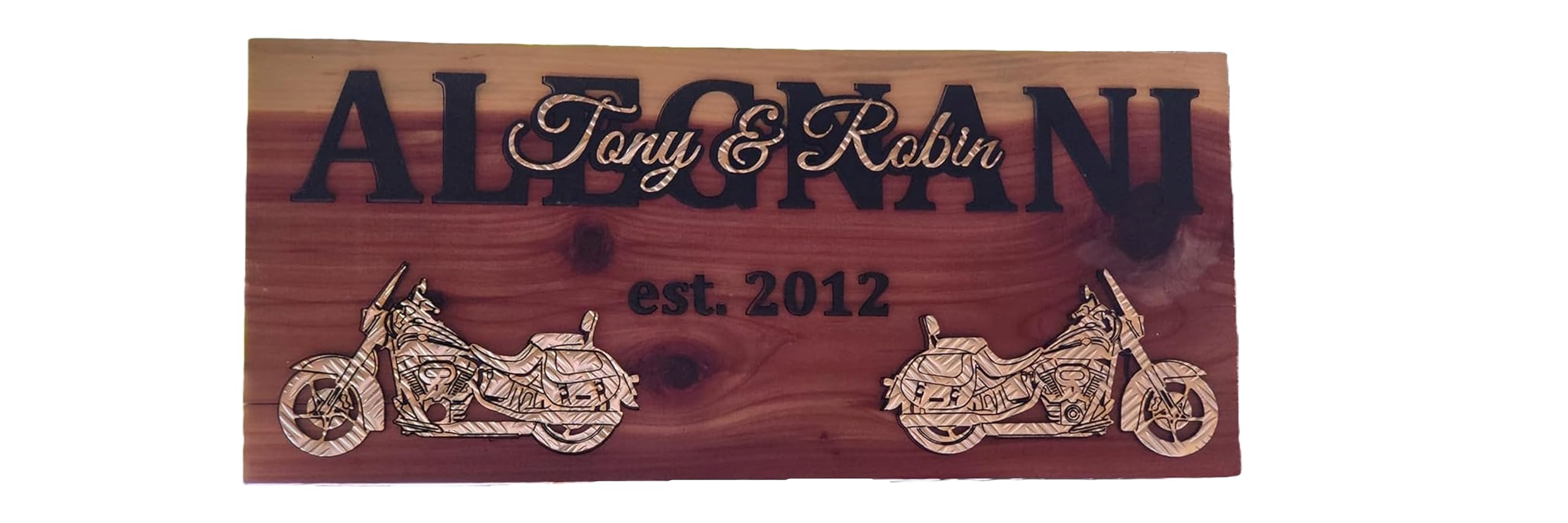 Rustic wedding gift sign personalized cedar metal