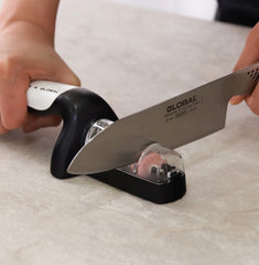 Global two stage knife sharpener handheld fine stage close up