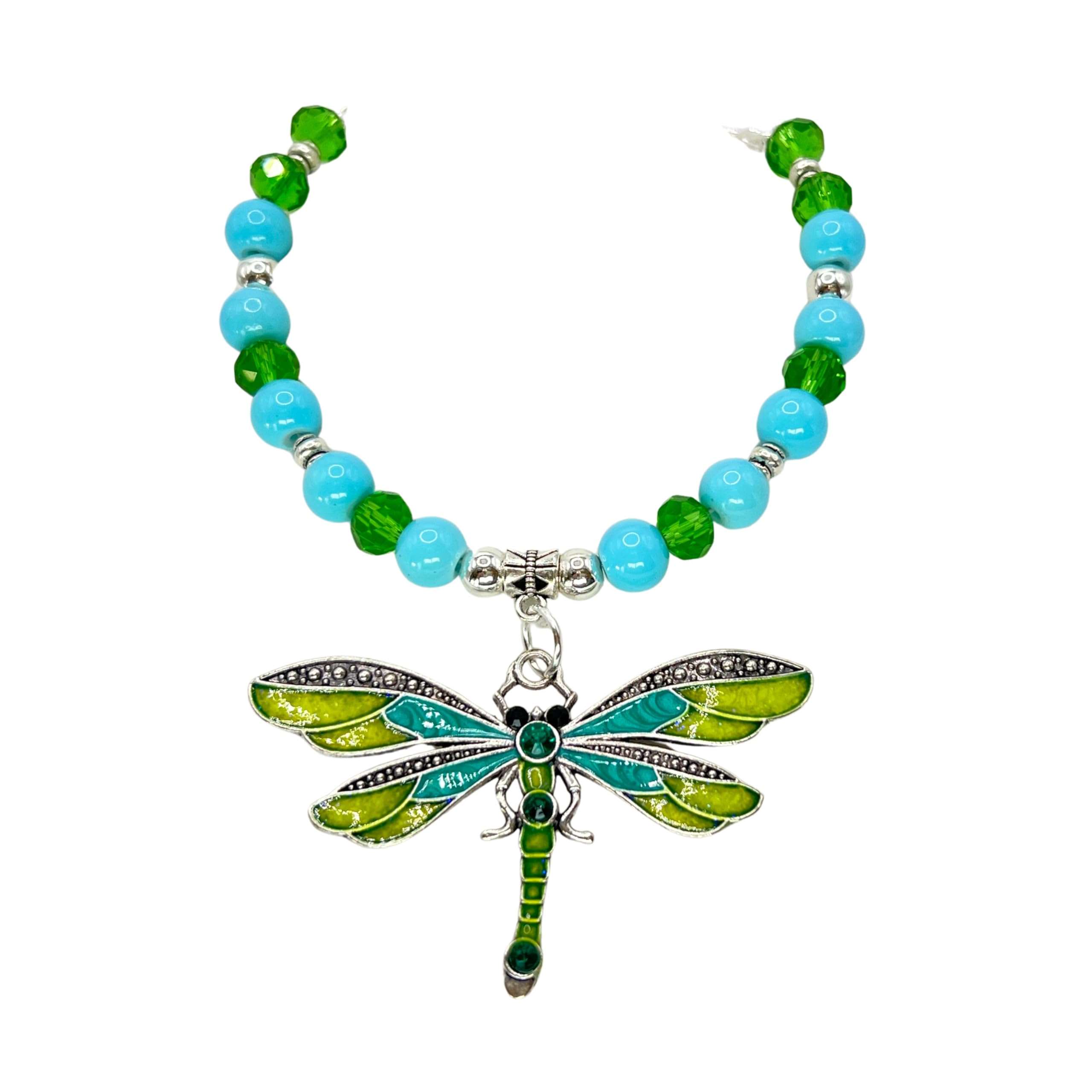 Two strand turquoise dragonfly tiebacks 19 inches long