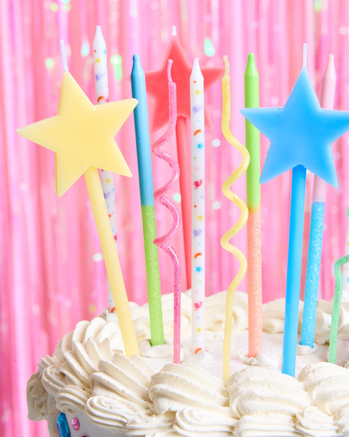 two tone gradient candles pastel pink purple blue
