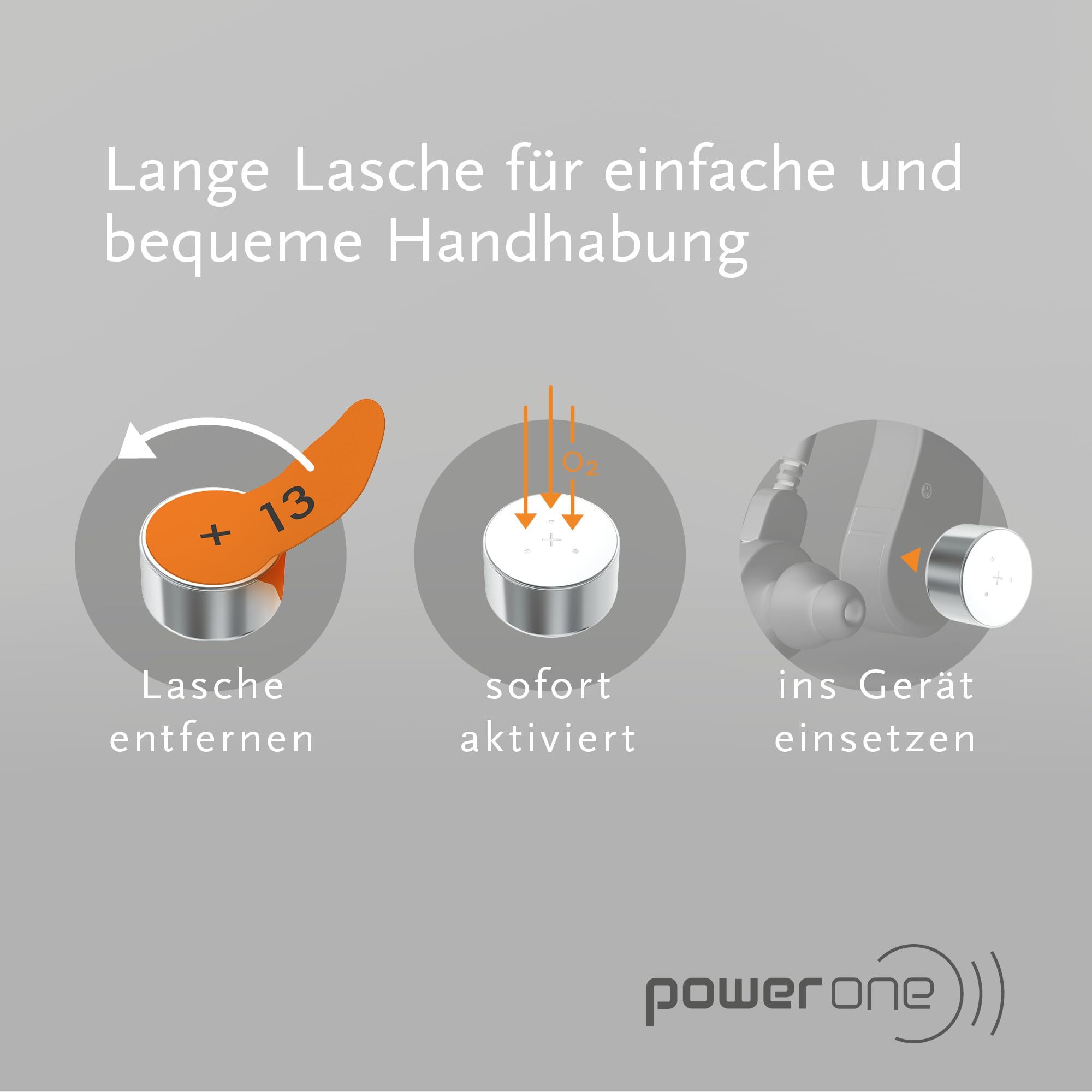 Type 13 hearing aid battery compatible with Varta Power One