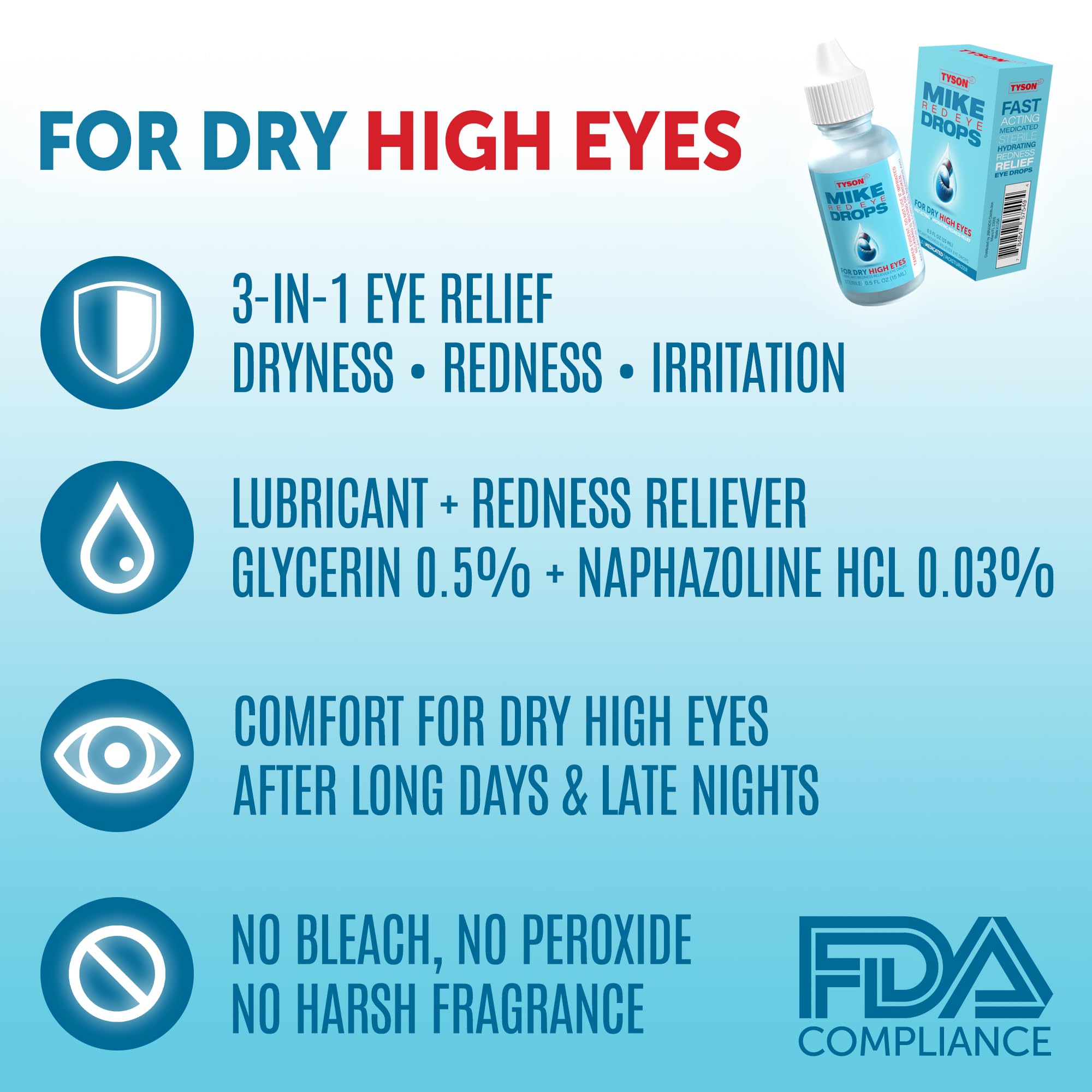 Compact 0.5 fl oz multi-dose bottle Tyson 2.0 eye drops