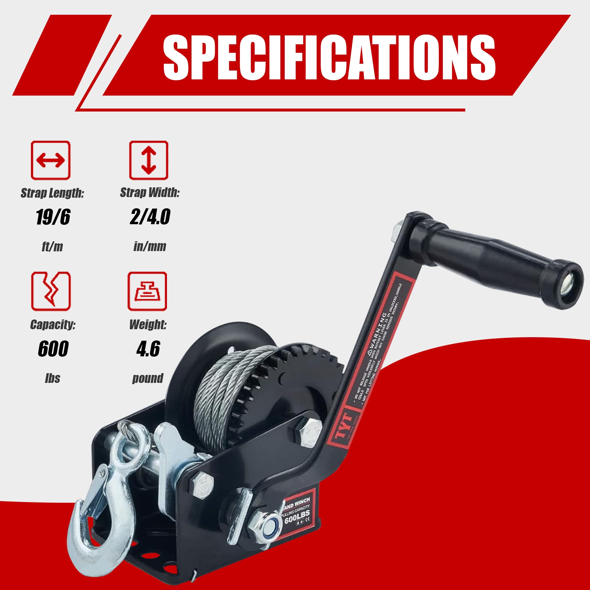 Hardened steel gears and 3.2:1 ratio in TYT winch