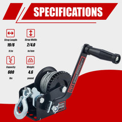 Hardened steel gears and 3.2:1 ratio in TYT winch