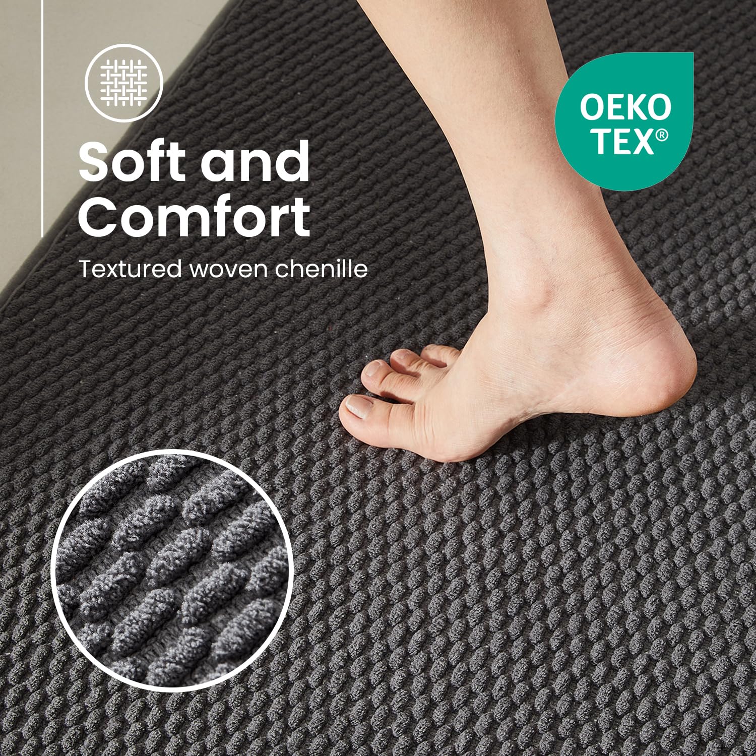 TYUU bath mat with non slip rubber backing