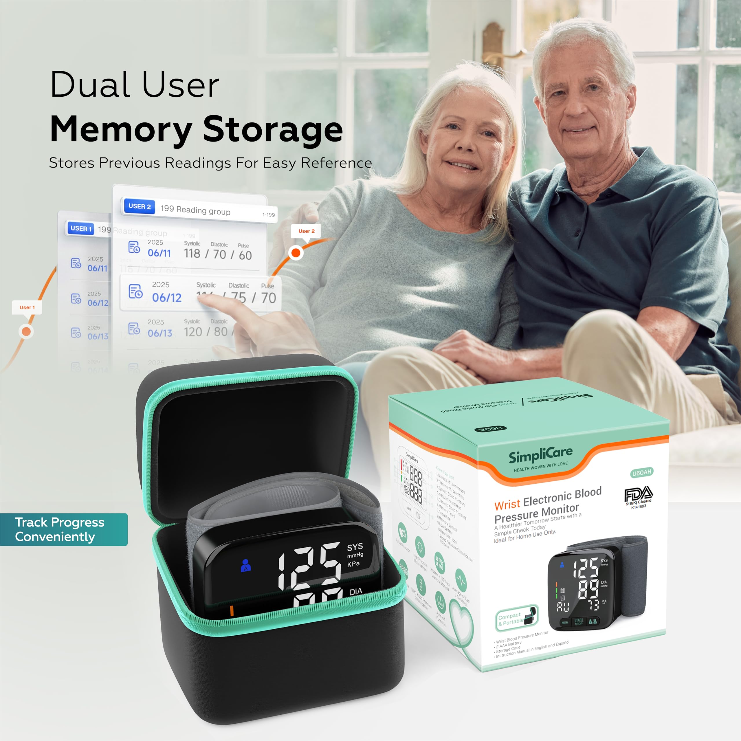 U60AH FDA cleared wrist blood pressure monitor