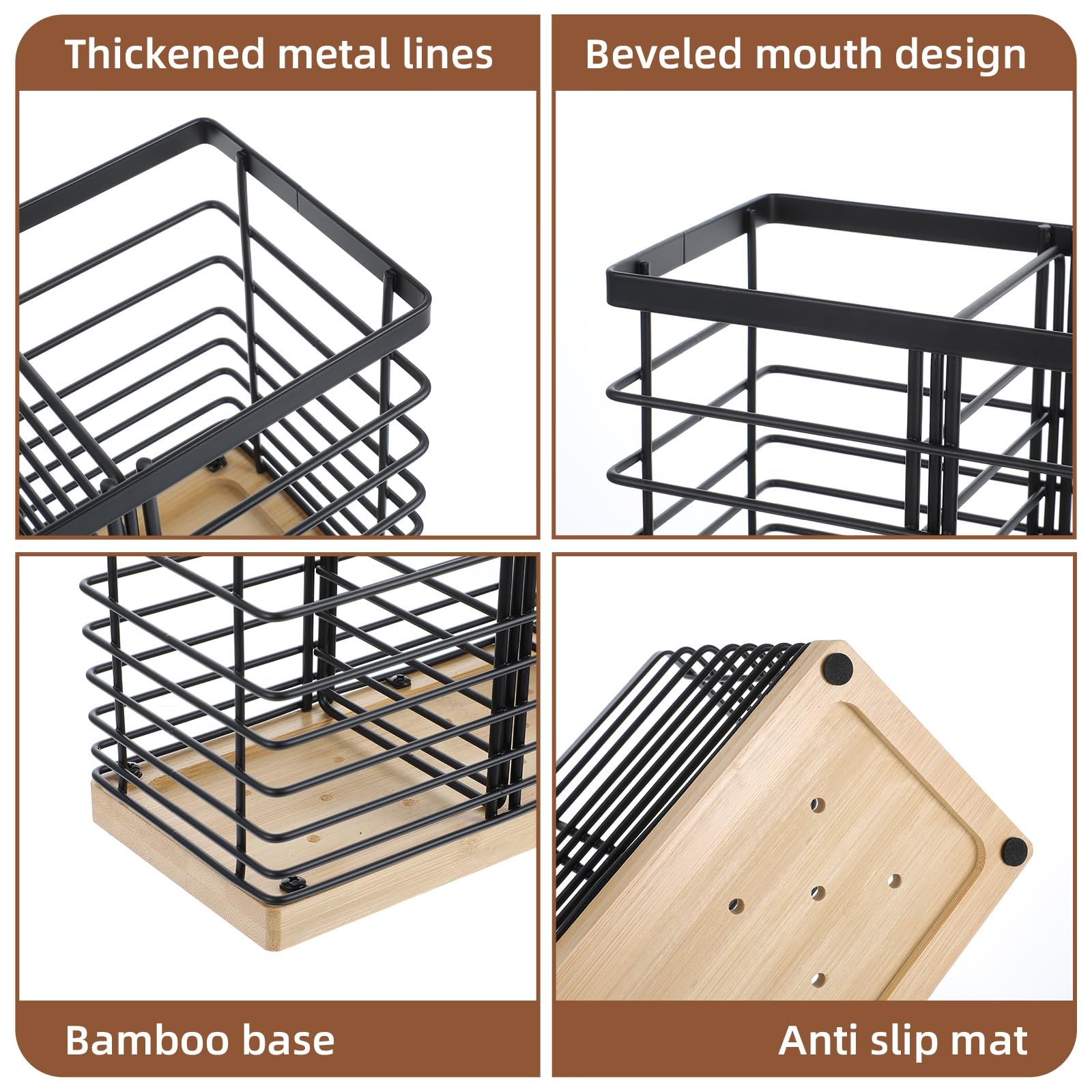 Four compartment kitchen utensil organizer on countertop