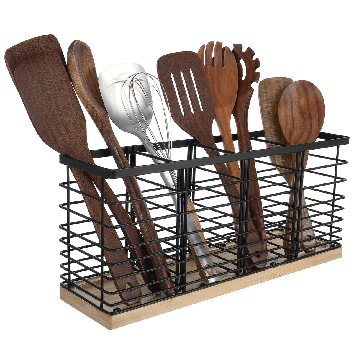 Ubamdom utensil holder 1pc metal extra large with wooden base