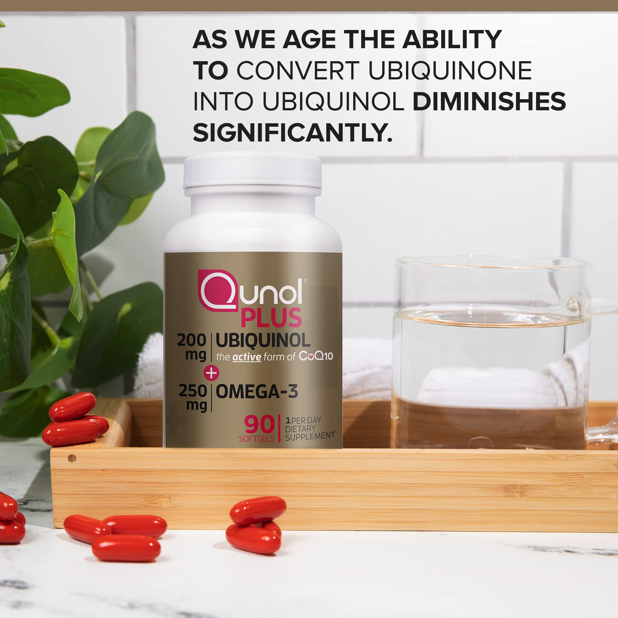Ubiquinol 200mg Omega-3 250mg supplement bottle 90ct