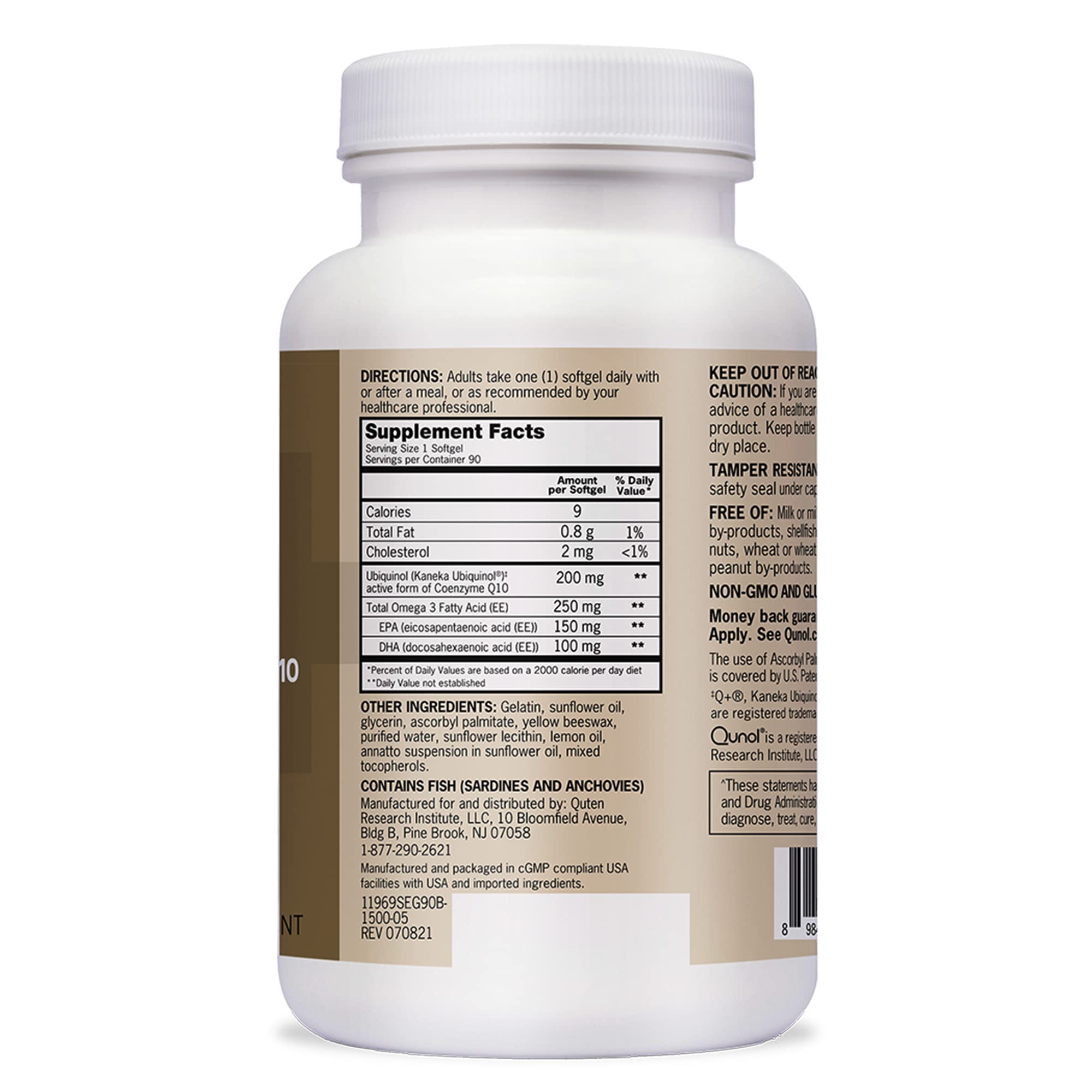 Qunol Ubiquinol 200mg 90ct omega-3 250mg bottle
