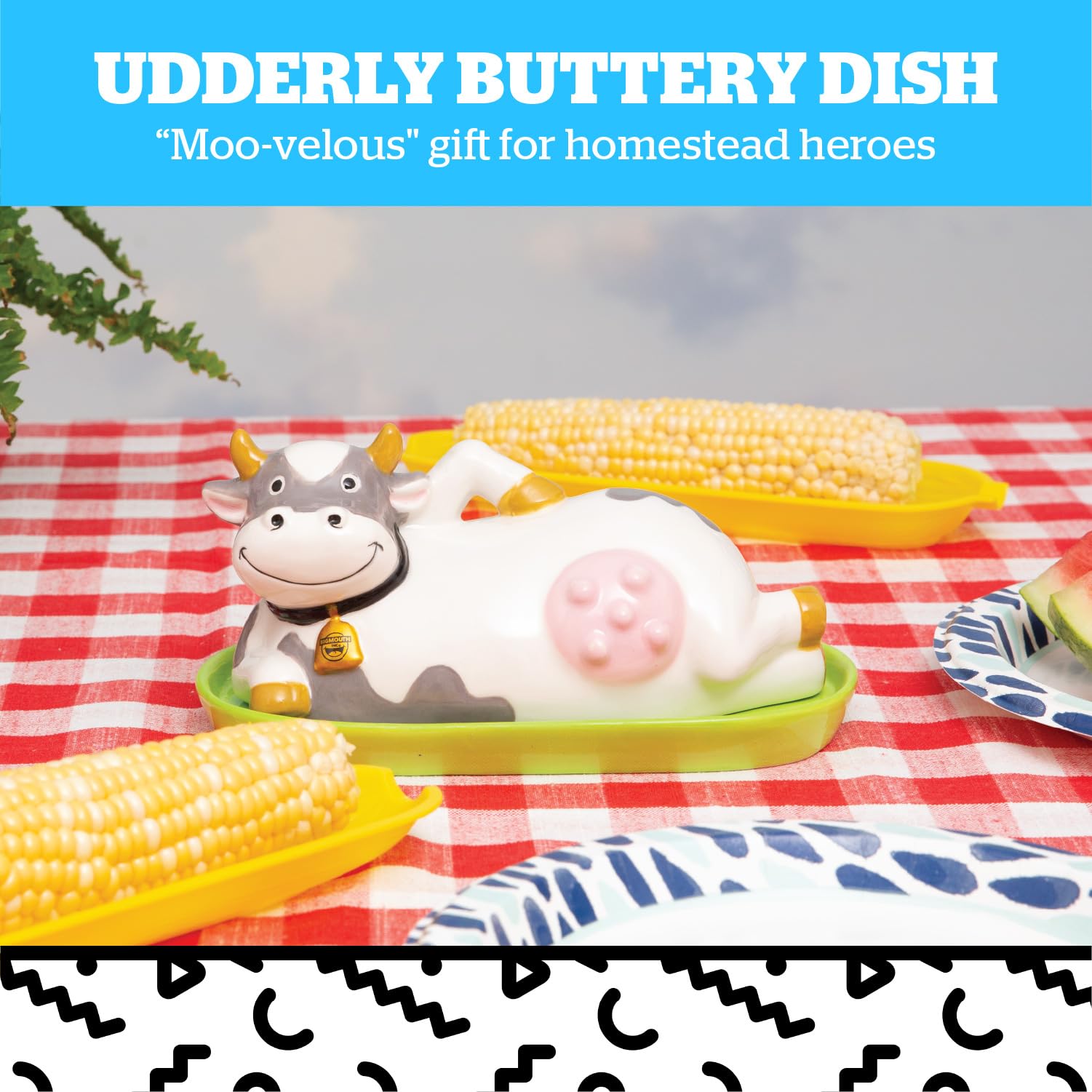 Udderly Buttery Butter Dish holds 1 stick ceramic