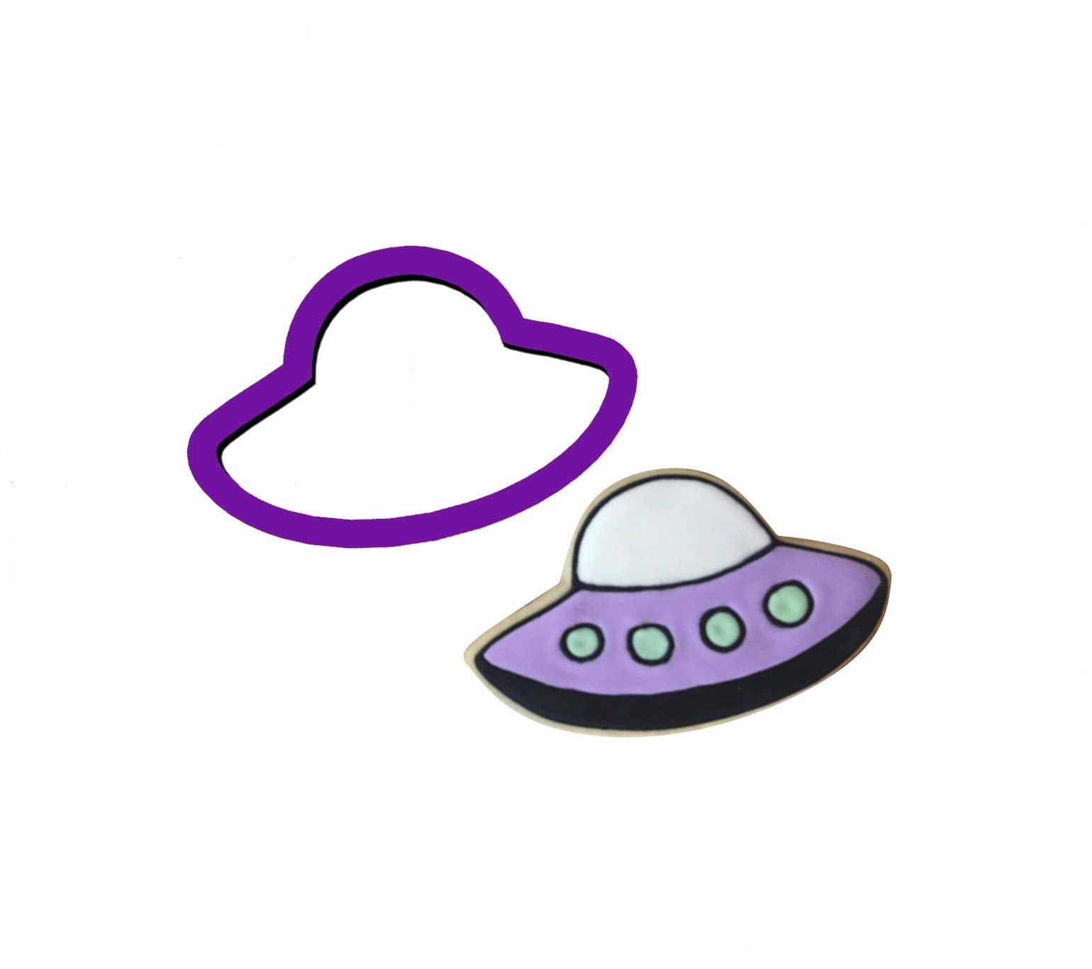 UFO Cookie Cutter 3D printed PLA size 3.5w x 2.1h