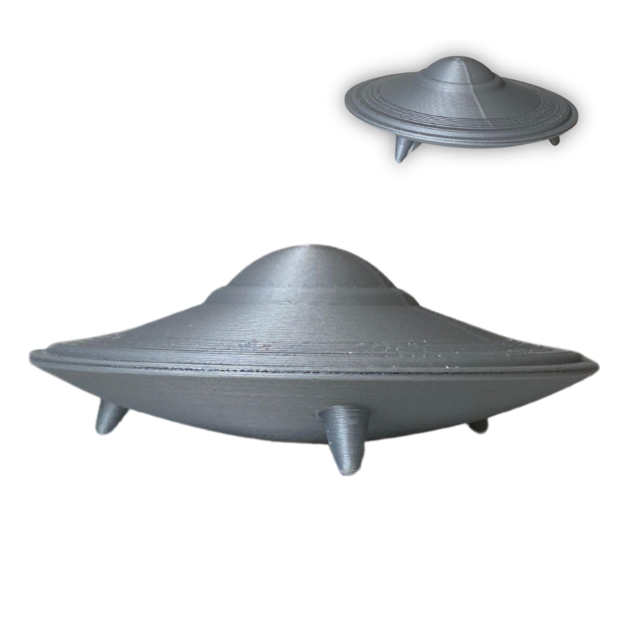 UFO Flying Saucer Figurine silver finish on desk