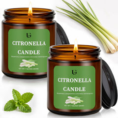UGBEM Citronella Candles Outdoor 7oz two pack amber jar on patio