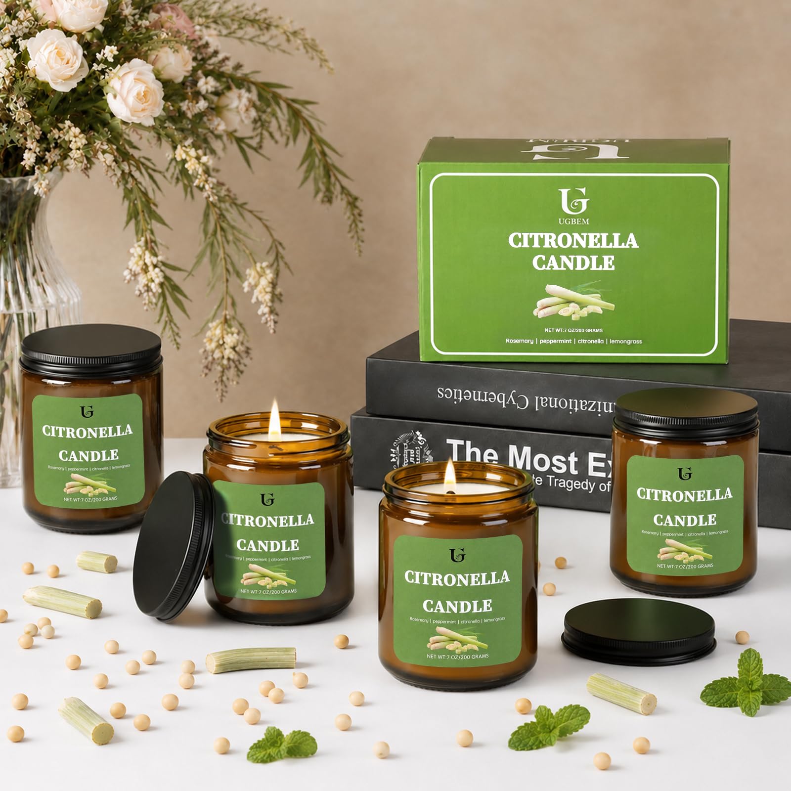 Patio dining ambiance with outdoor citronella candles