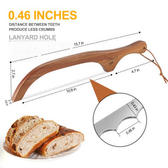 Serrated sourdough cutter with wooden bow handle