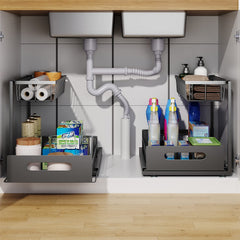 Rust-resistant carbon steel under-sink cabinet organizer