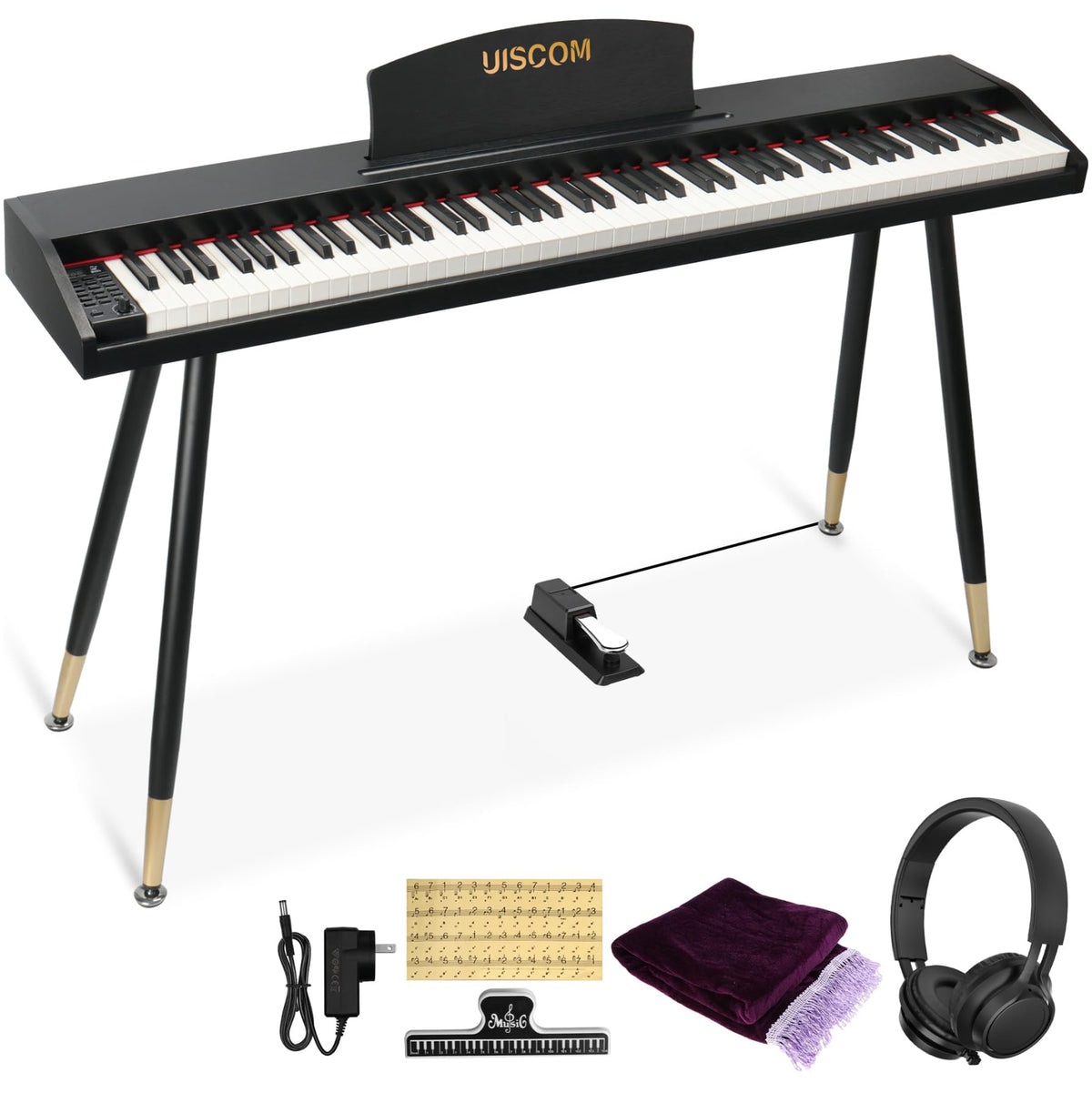 UISCOM Digital Piano Keyboard for Beginners with wooden stand and 88 keys