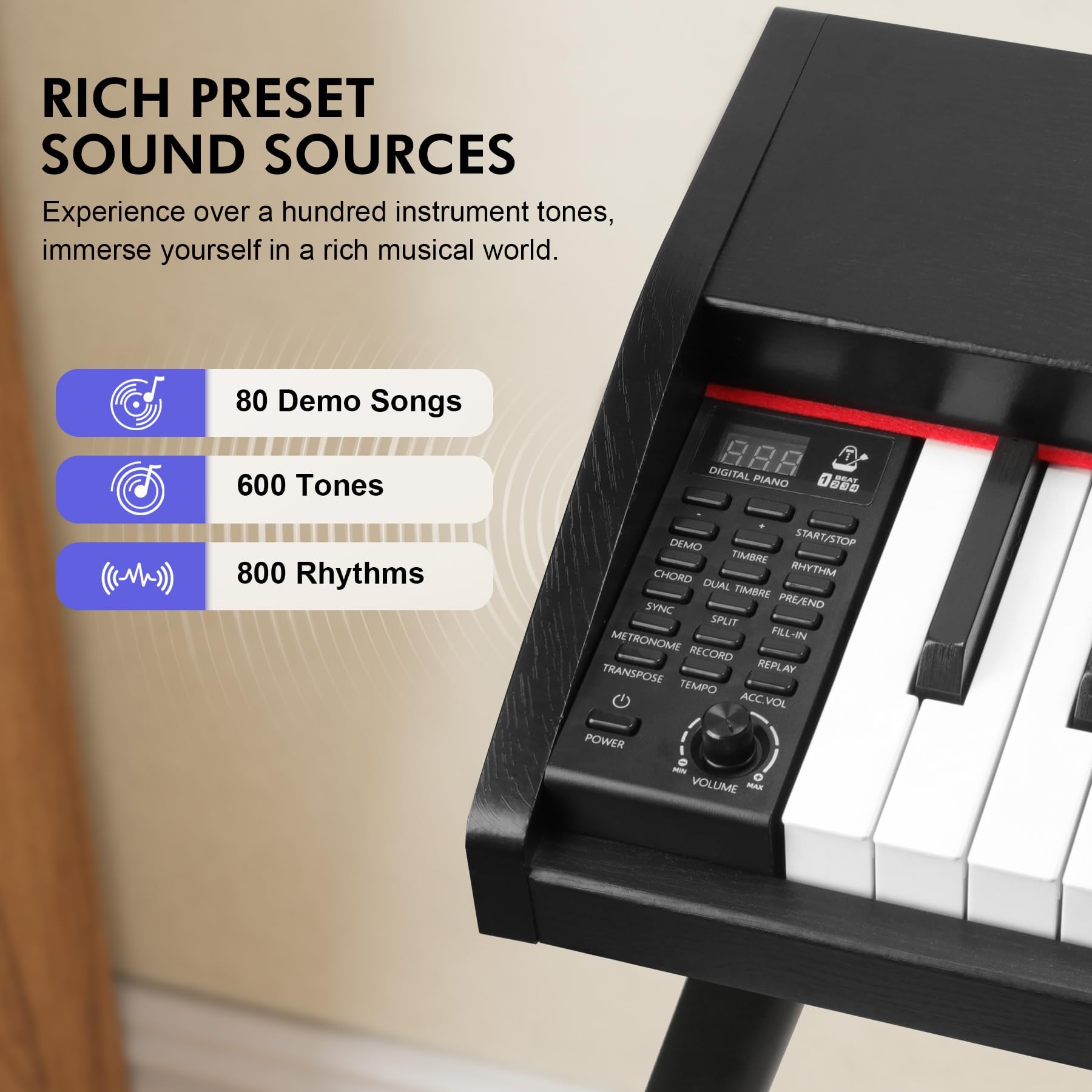 Triple pedal setup included with UISCOM digital piano