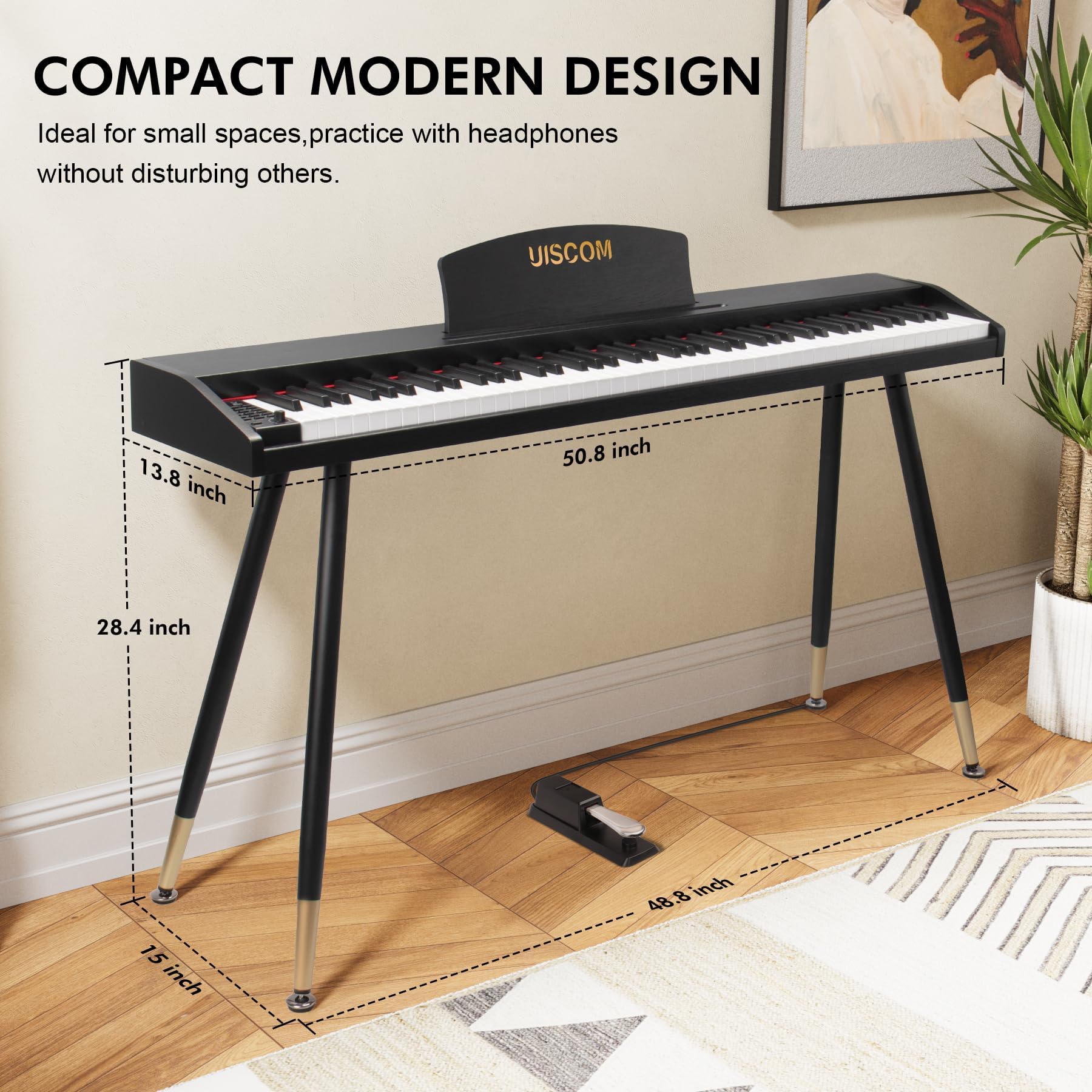 USB MIDI connectivity enables learning apps with UISCOM digital piano
