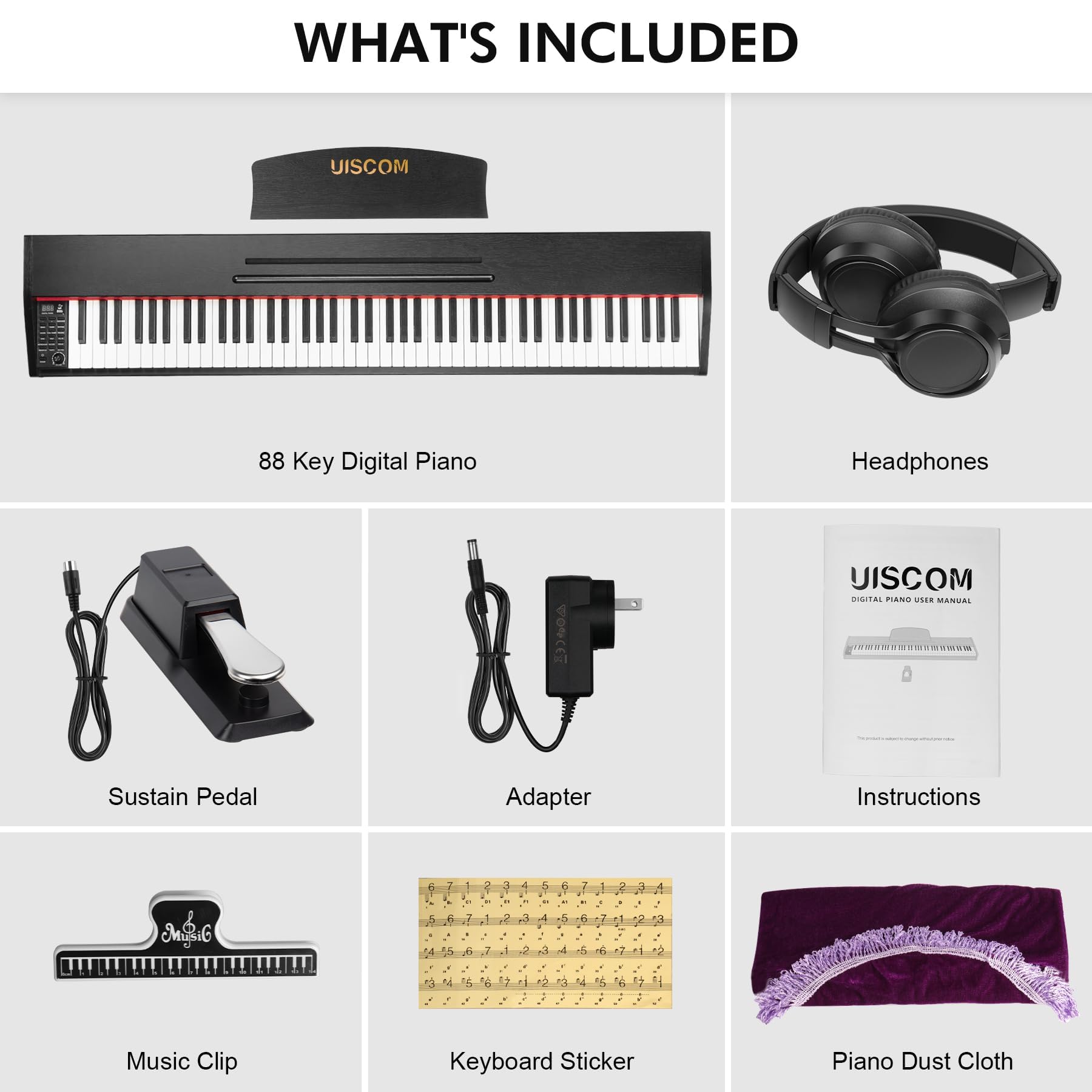 Wood grain finish on UISCOM Digital Piano Keyboard