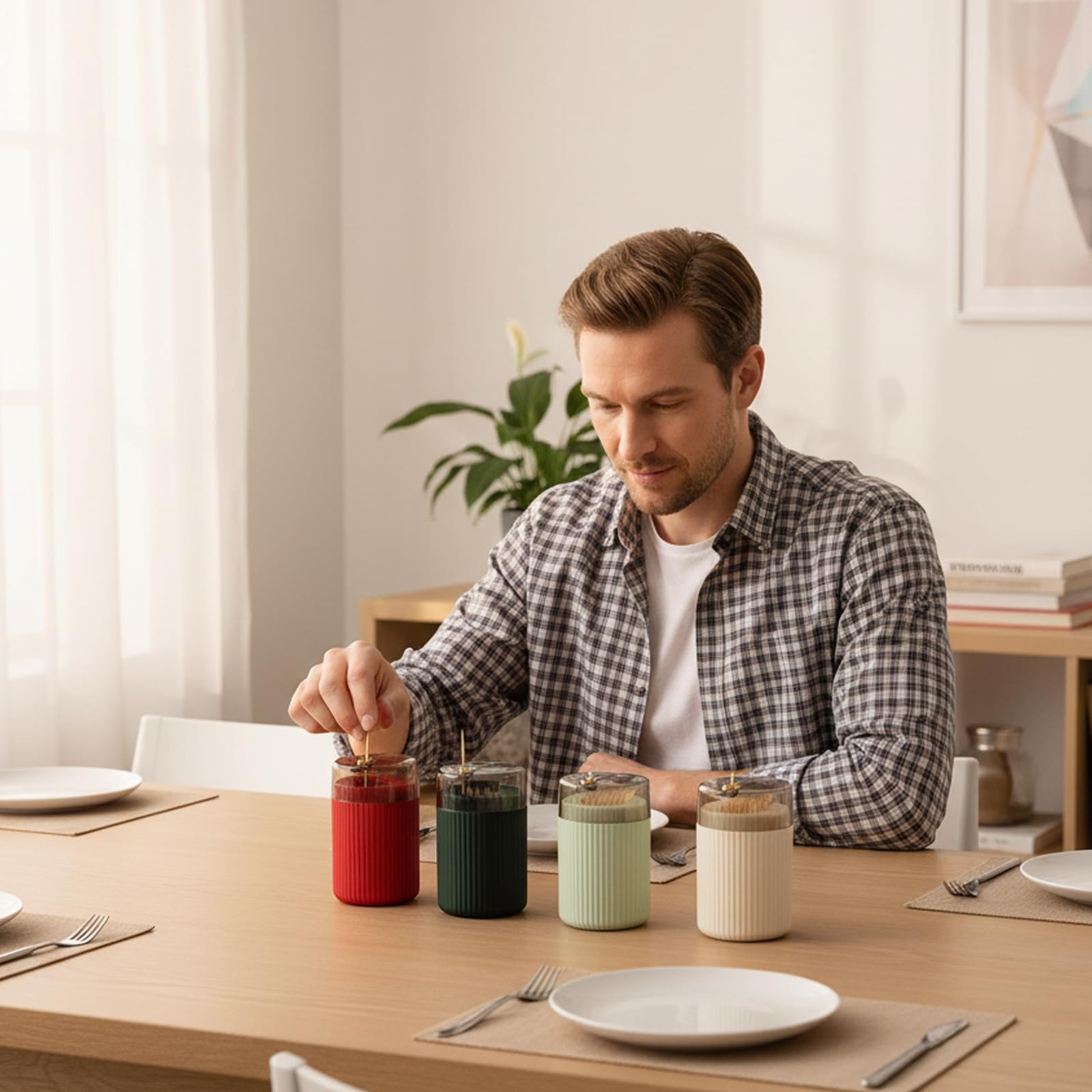 Tabletop toothpick dispenser set for kitchen and dining areas