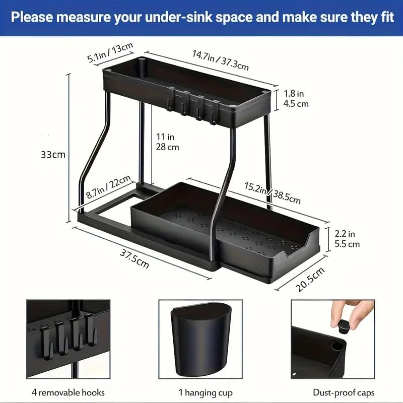 Space-saving organizer height 12.8 inches