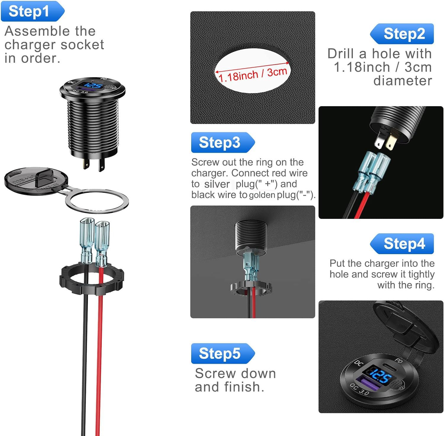 broad 12V/24V vehicle compatibility for cars boats motorcycles