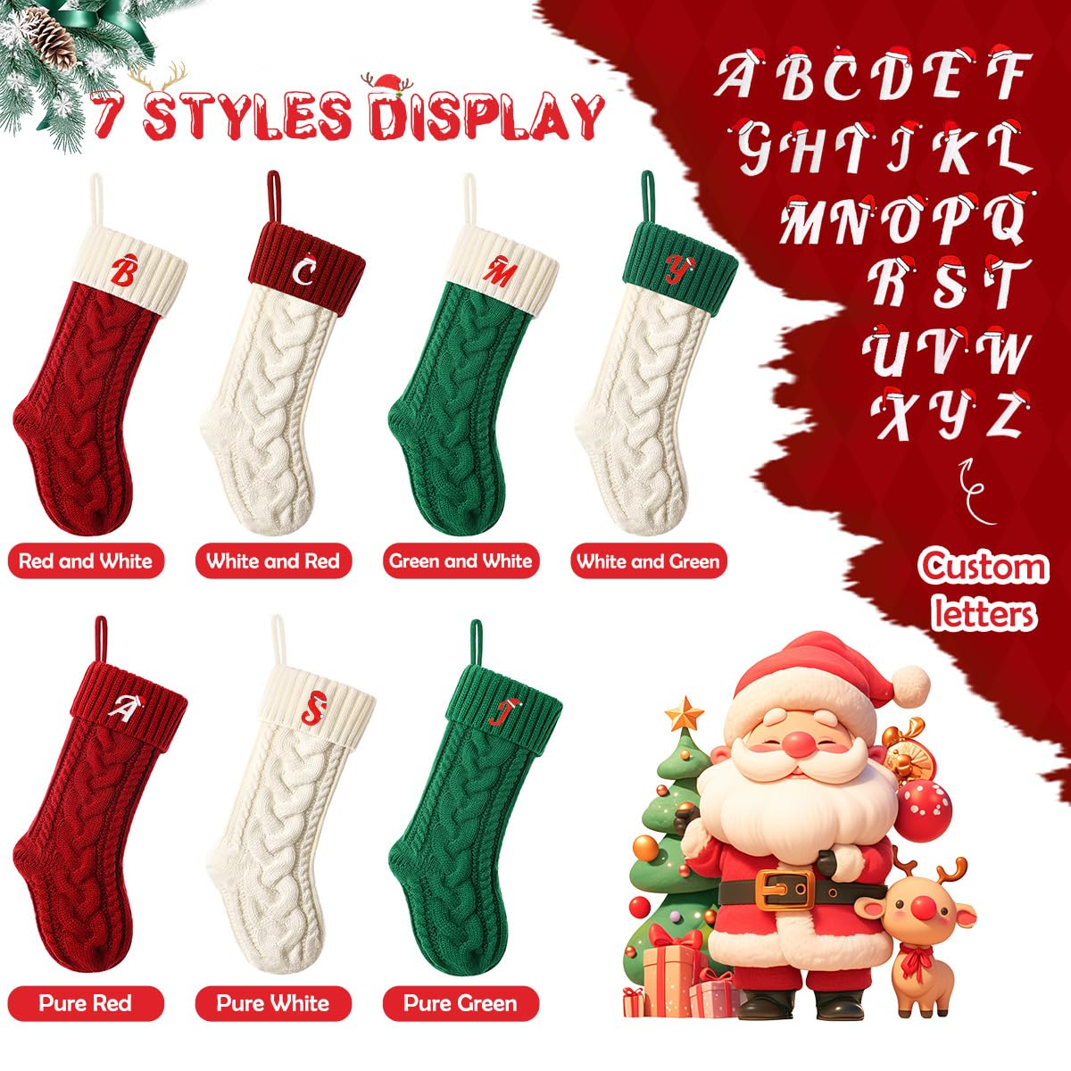 Embroidered monogram knit stocking by Ulico