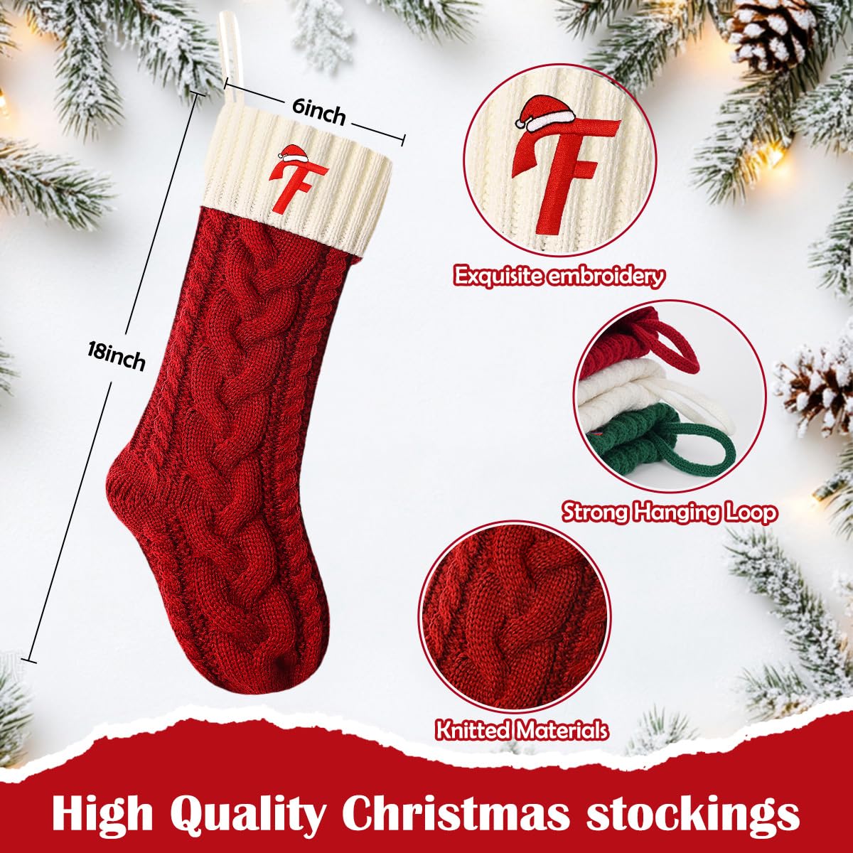 Green white 18 inch Christmas stocking by Ulico
