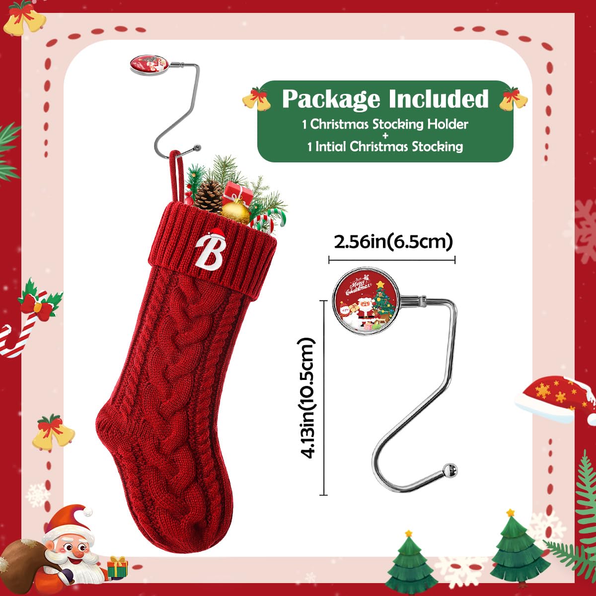 Knit Christmas stocking with hanging ring by Ulico