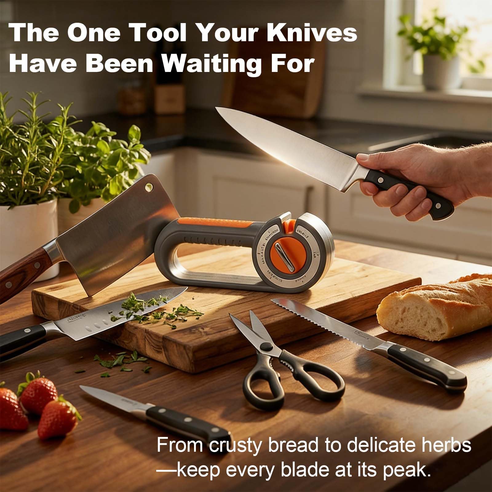 Heavy duty sharpening slot for thick knives on Flying Leaves sharpener