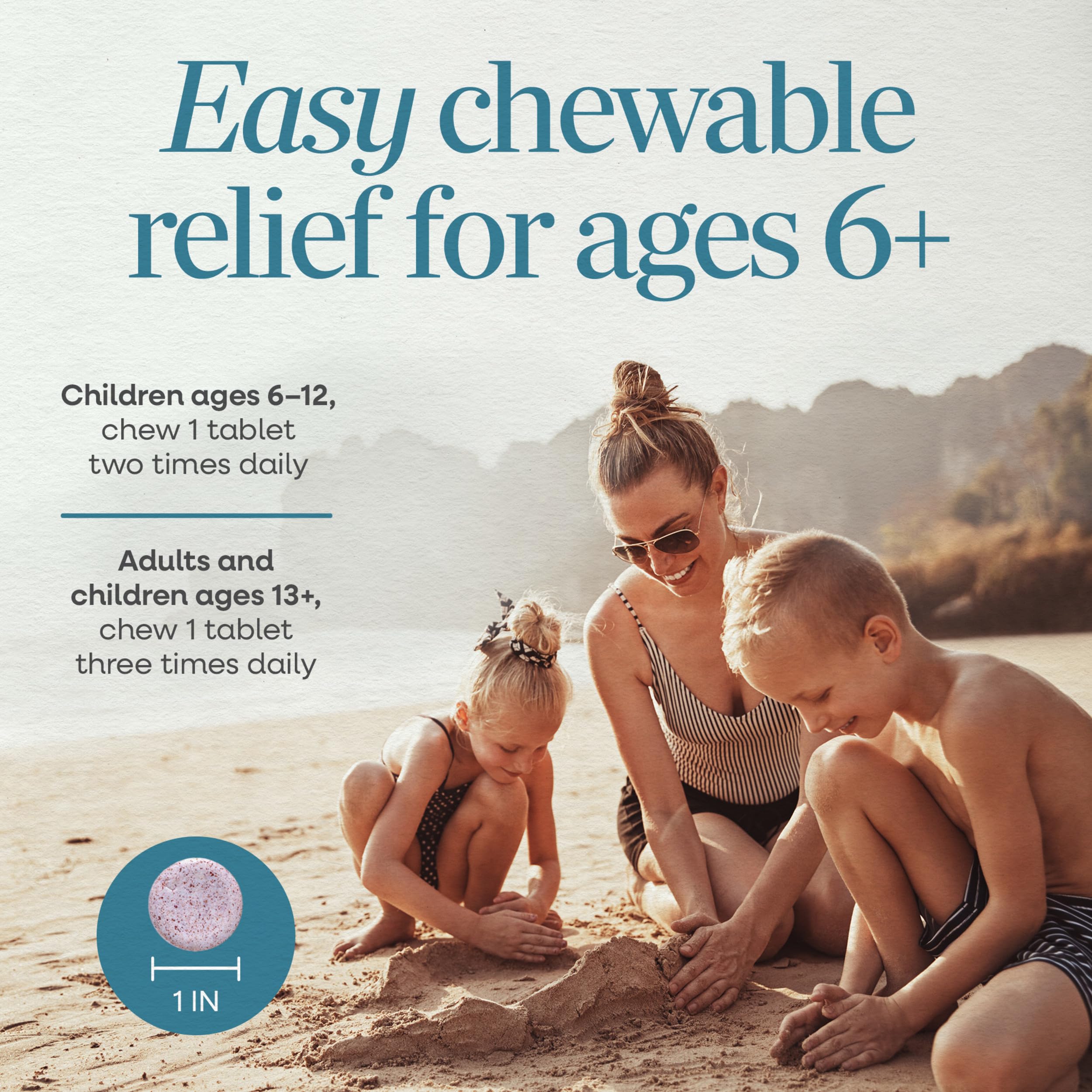 Dosing information for ages 6–12 and 13+ on packaging