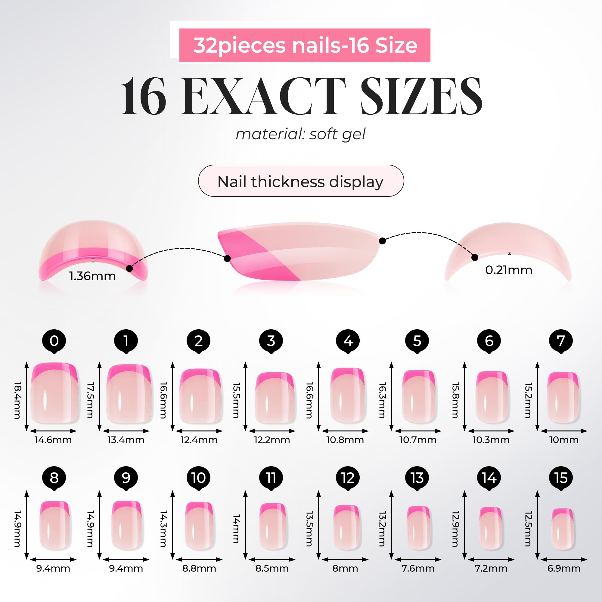 Nail tips in 16 sizes kit ready for home manicure UNA GELLA