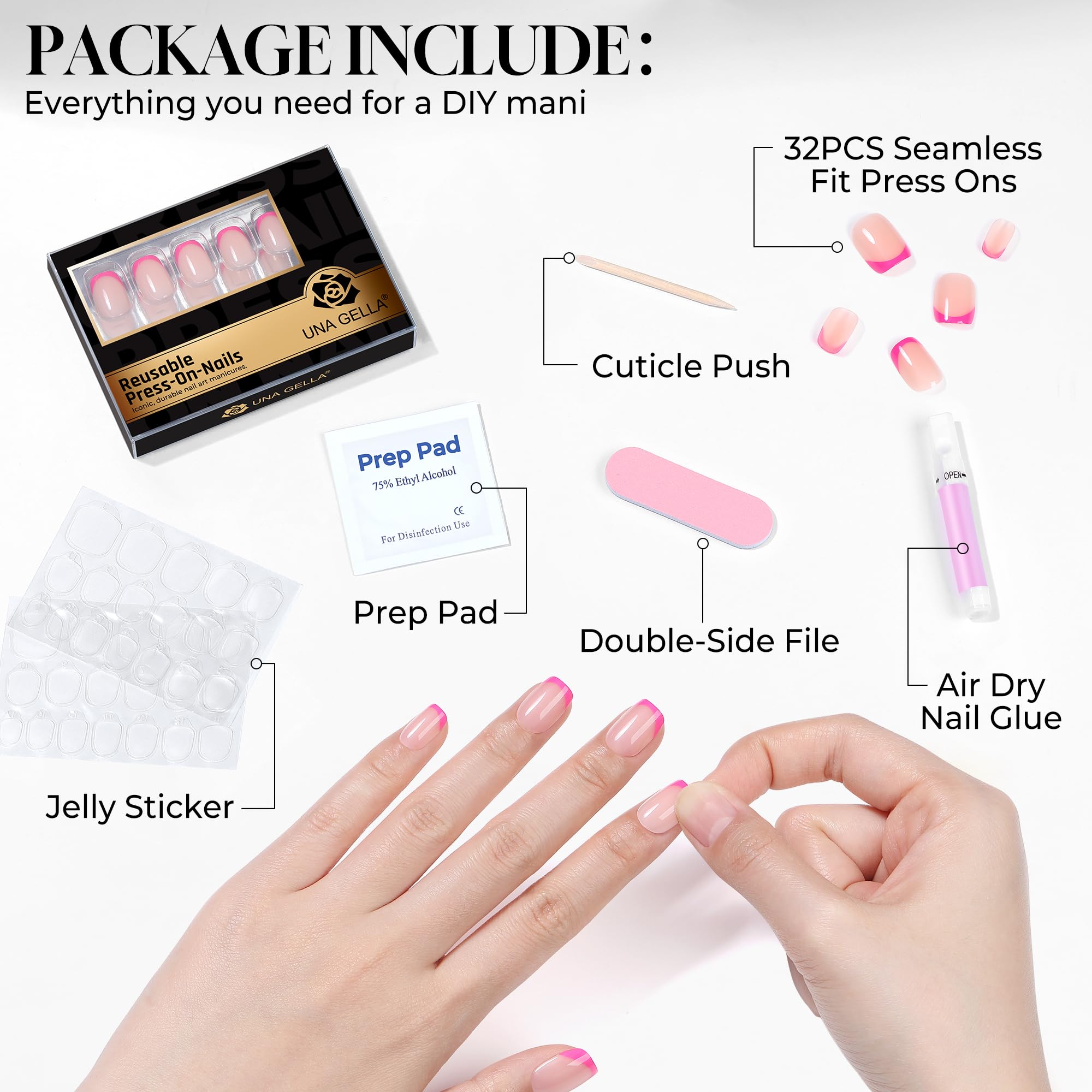 Glossy reusable glue on nails by UNA GELLA