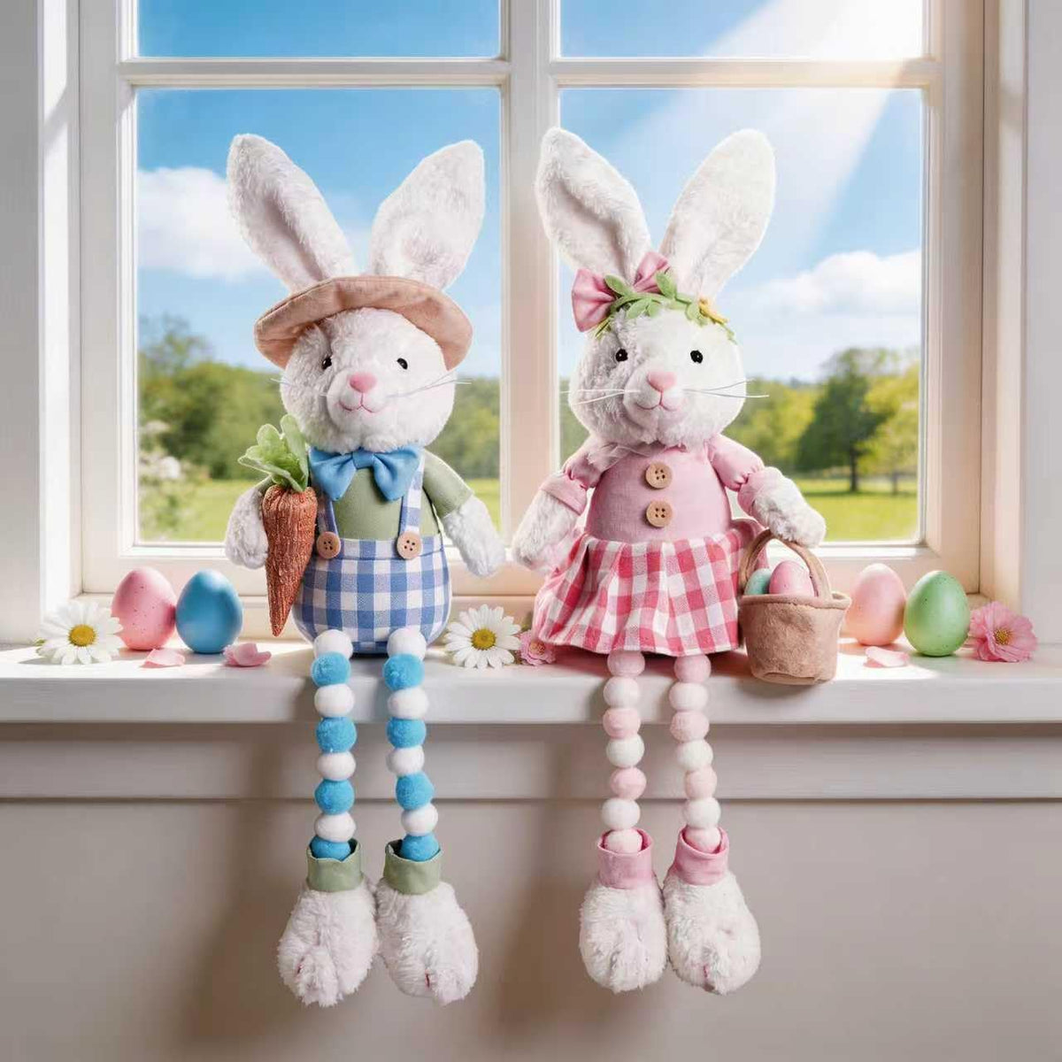 unanscre Easter Bunny Plush Decorations 2PCS on shelf