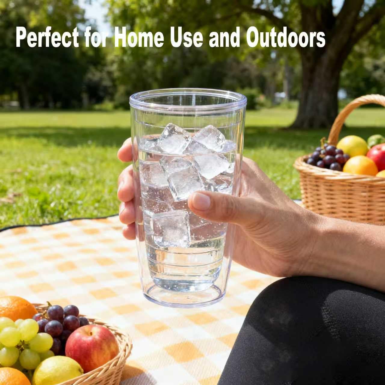 Double-wall insulated 16oz tumbler clear 4-pack