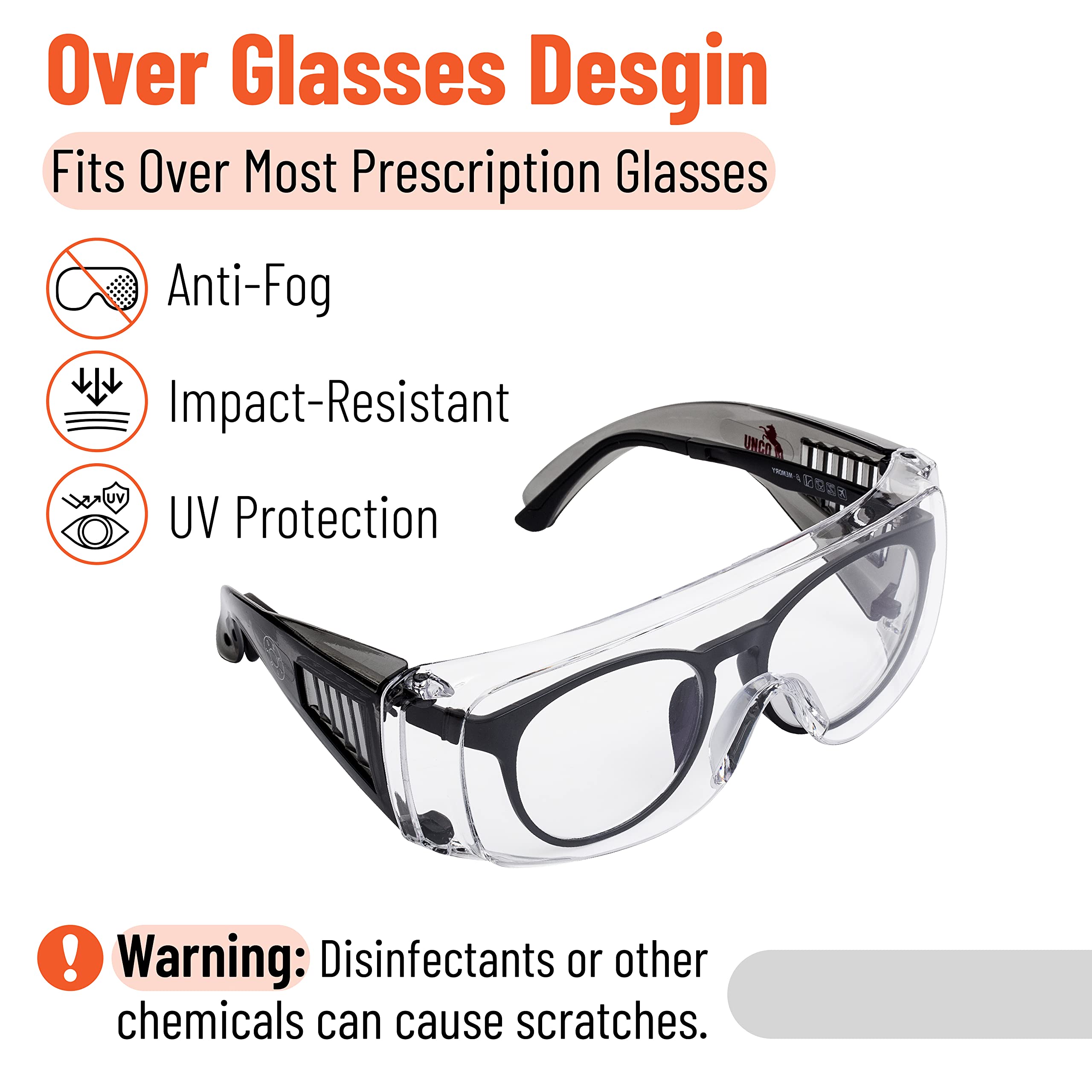 UNCO anti fog goggles lens coating close up