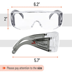 Close up of UNCO over glasses design safety goggles