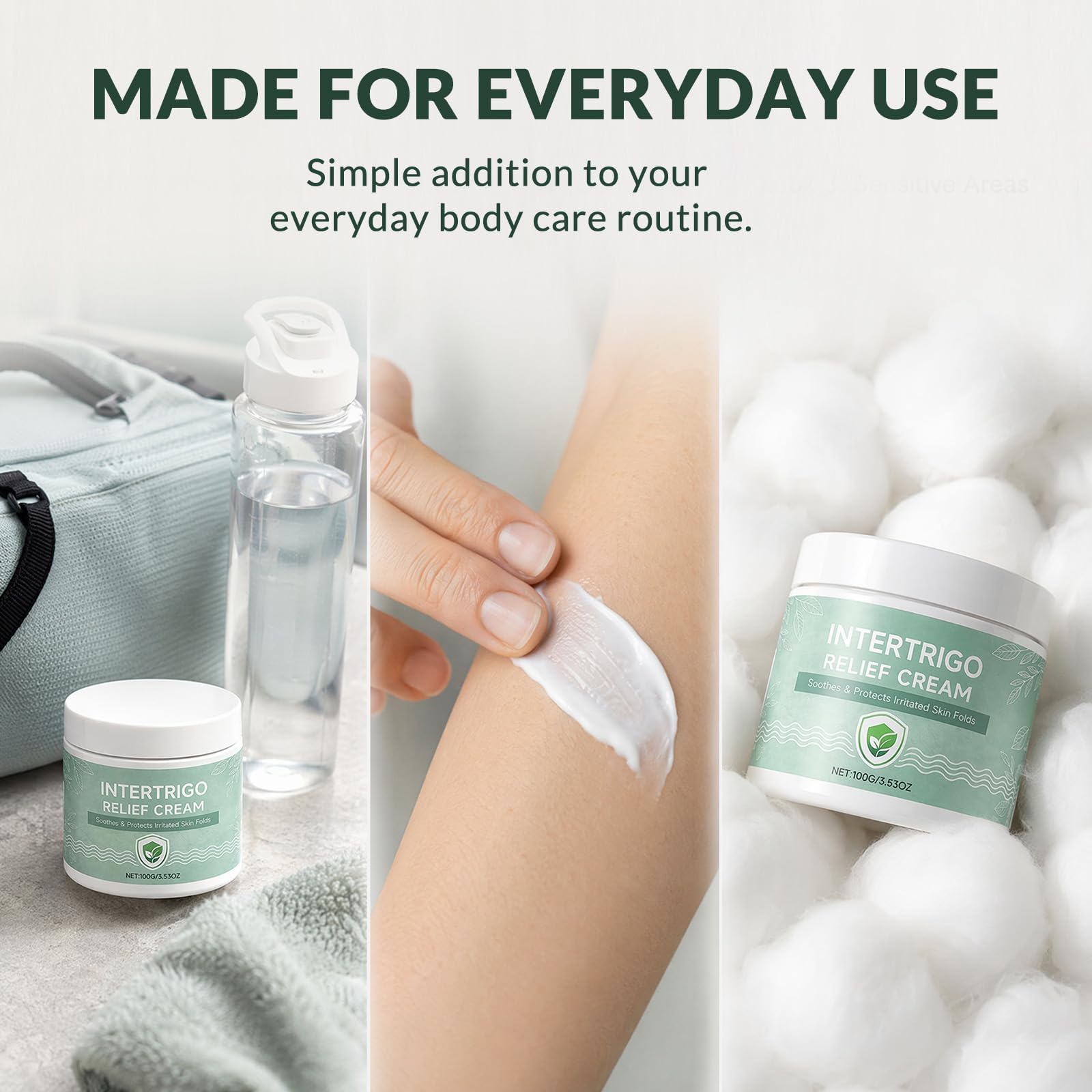 Under-breast area skin fold care cream packaging