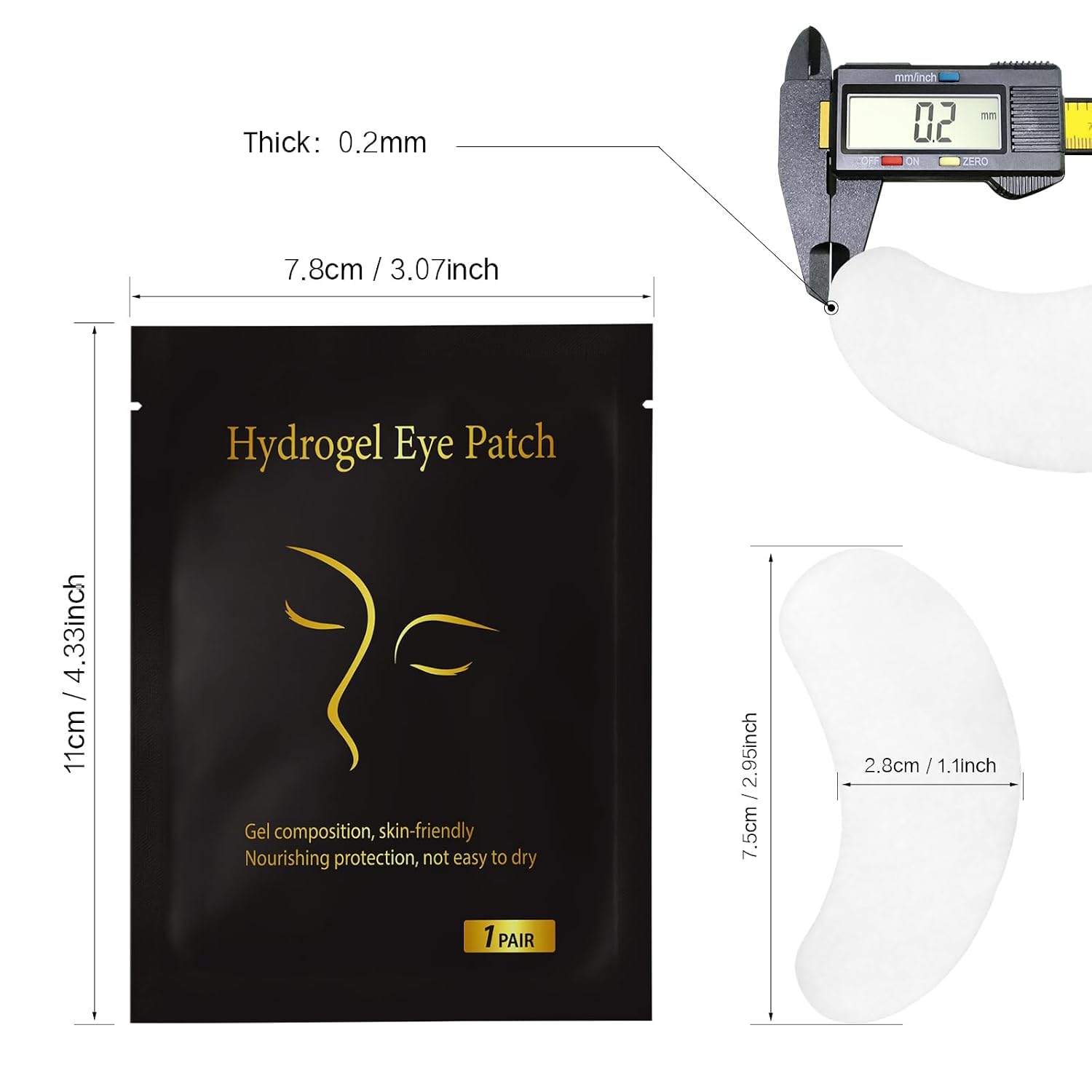 Lint-free non-woven gel eye patches for lash extensions
