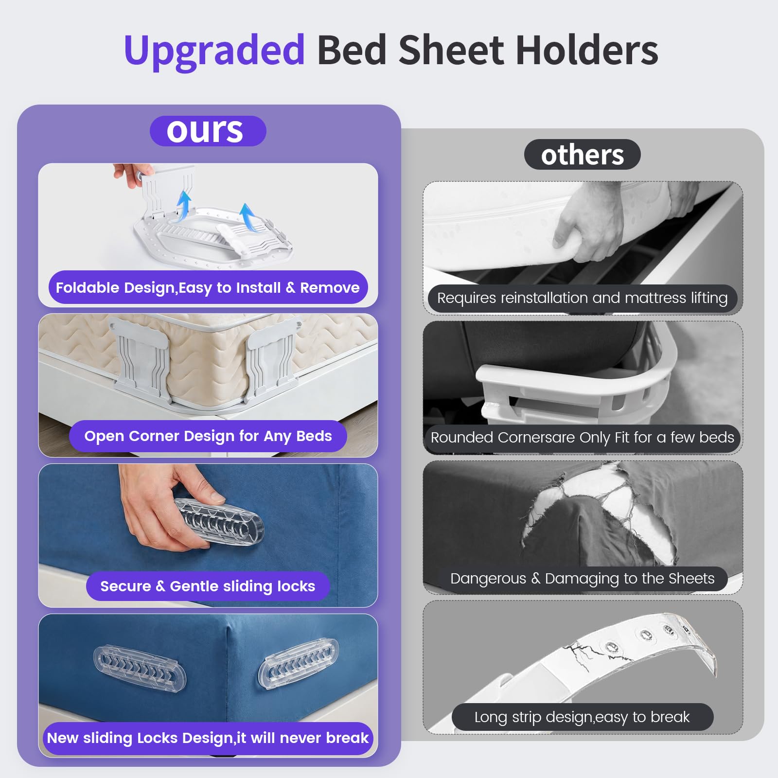 Under mattress installation with 90-degree foldable base for ease