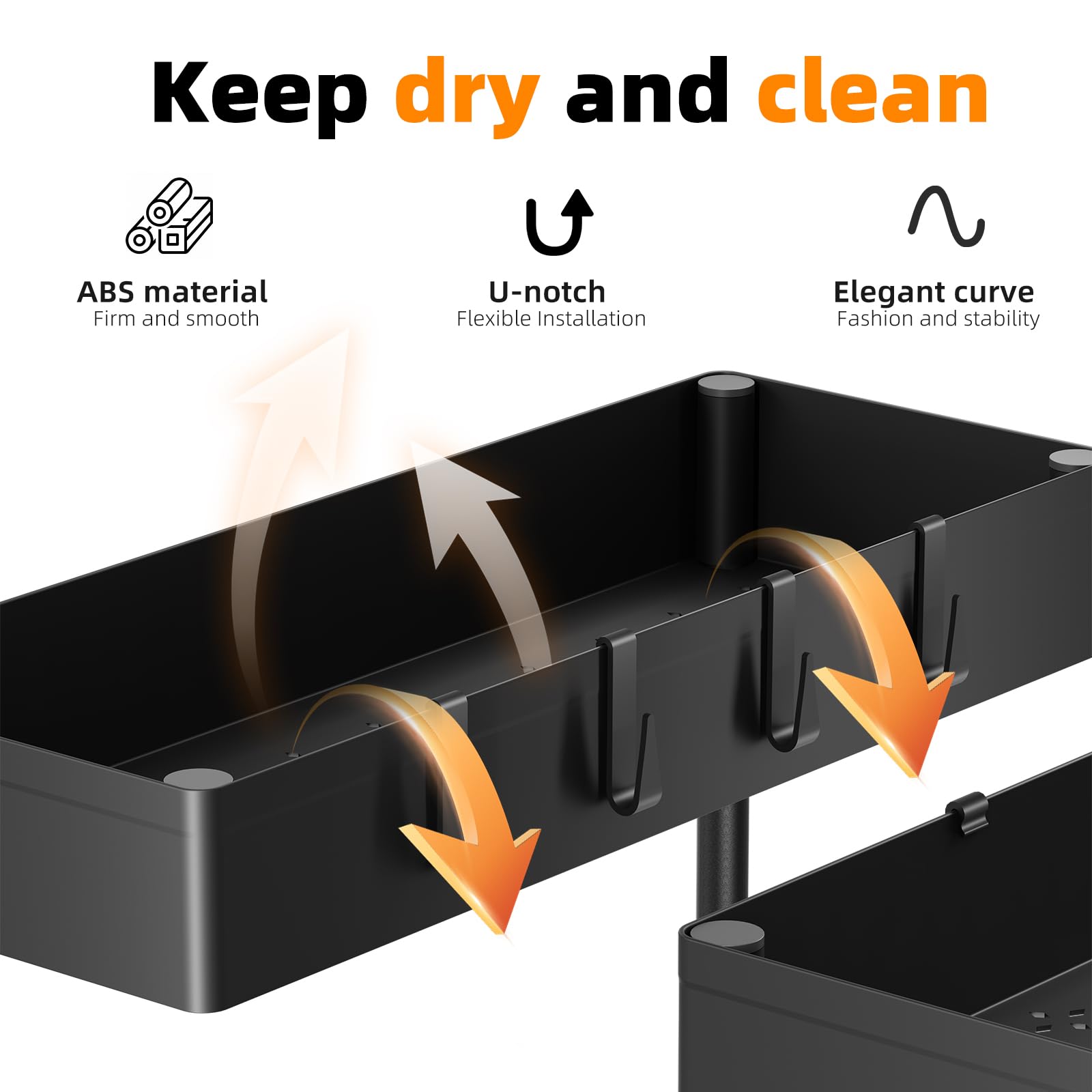 Under sink organizer with double-layer hook design