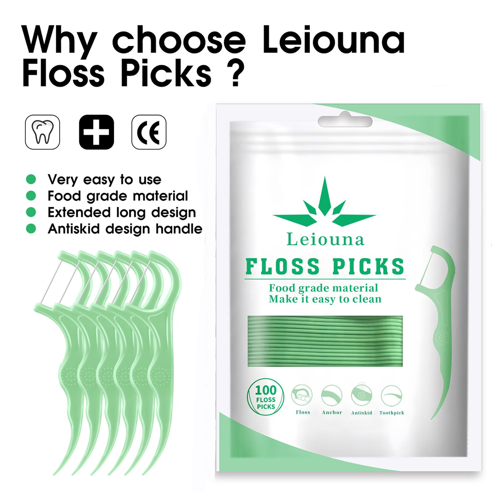 Unflavored toothpick stick floss picks for families