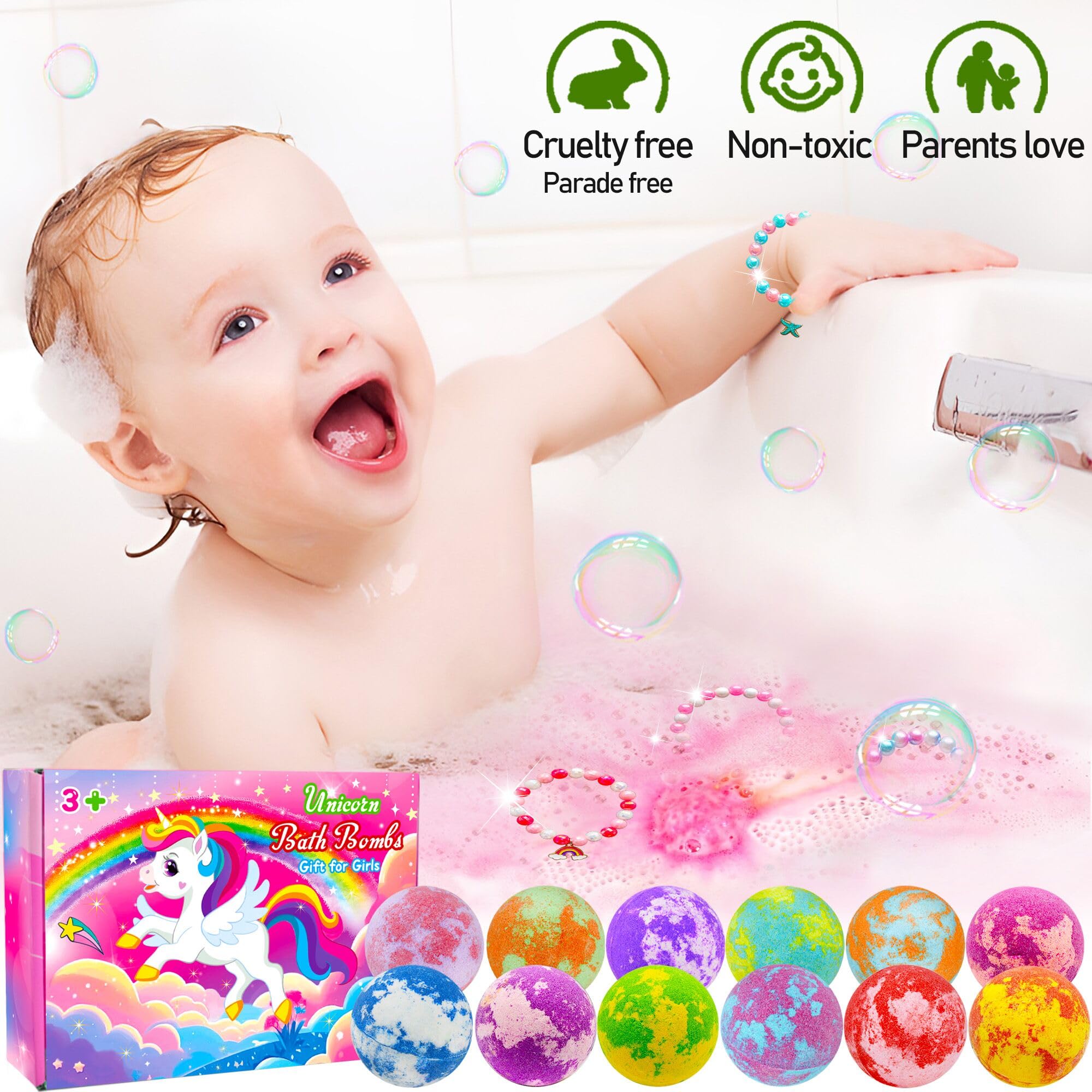 Gift set unicorn bath bombs for birthdays Easter Christmas