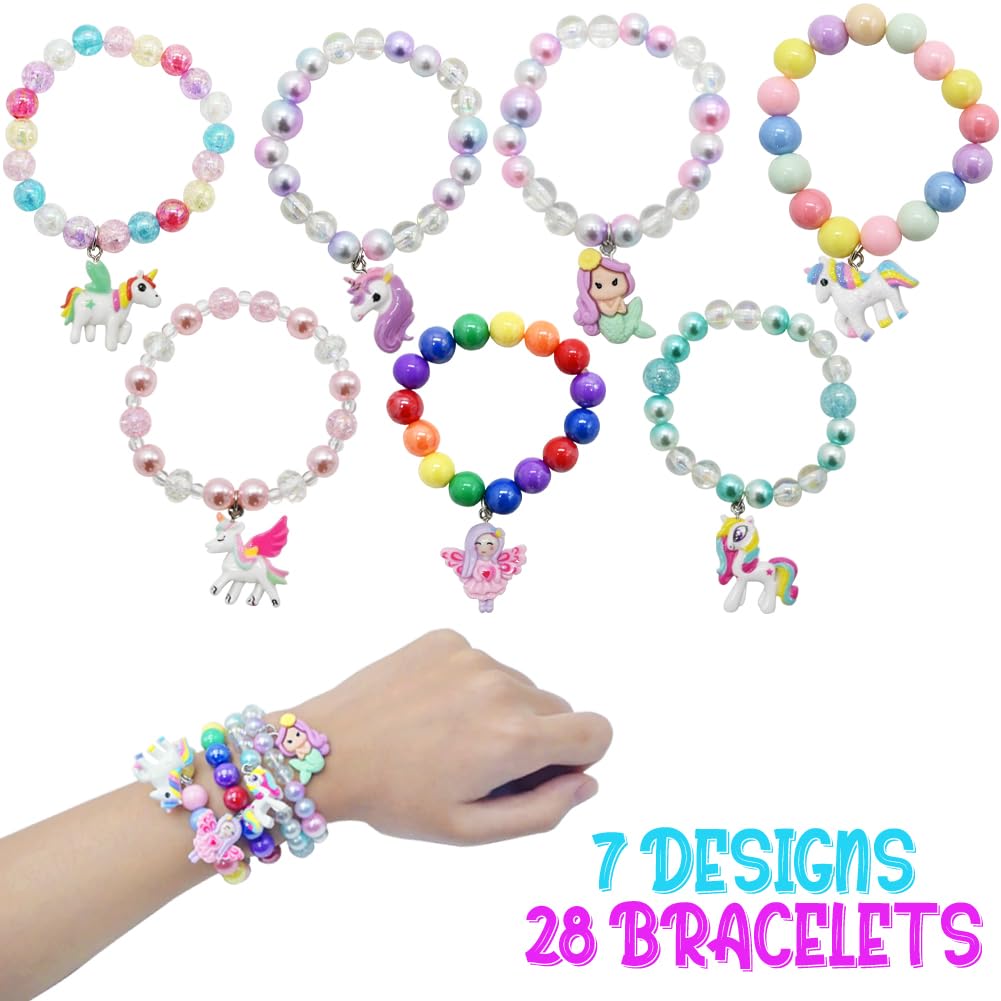 kids beaded bracelets elastic rope 2.6 inch circumference