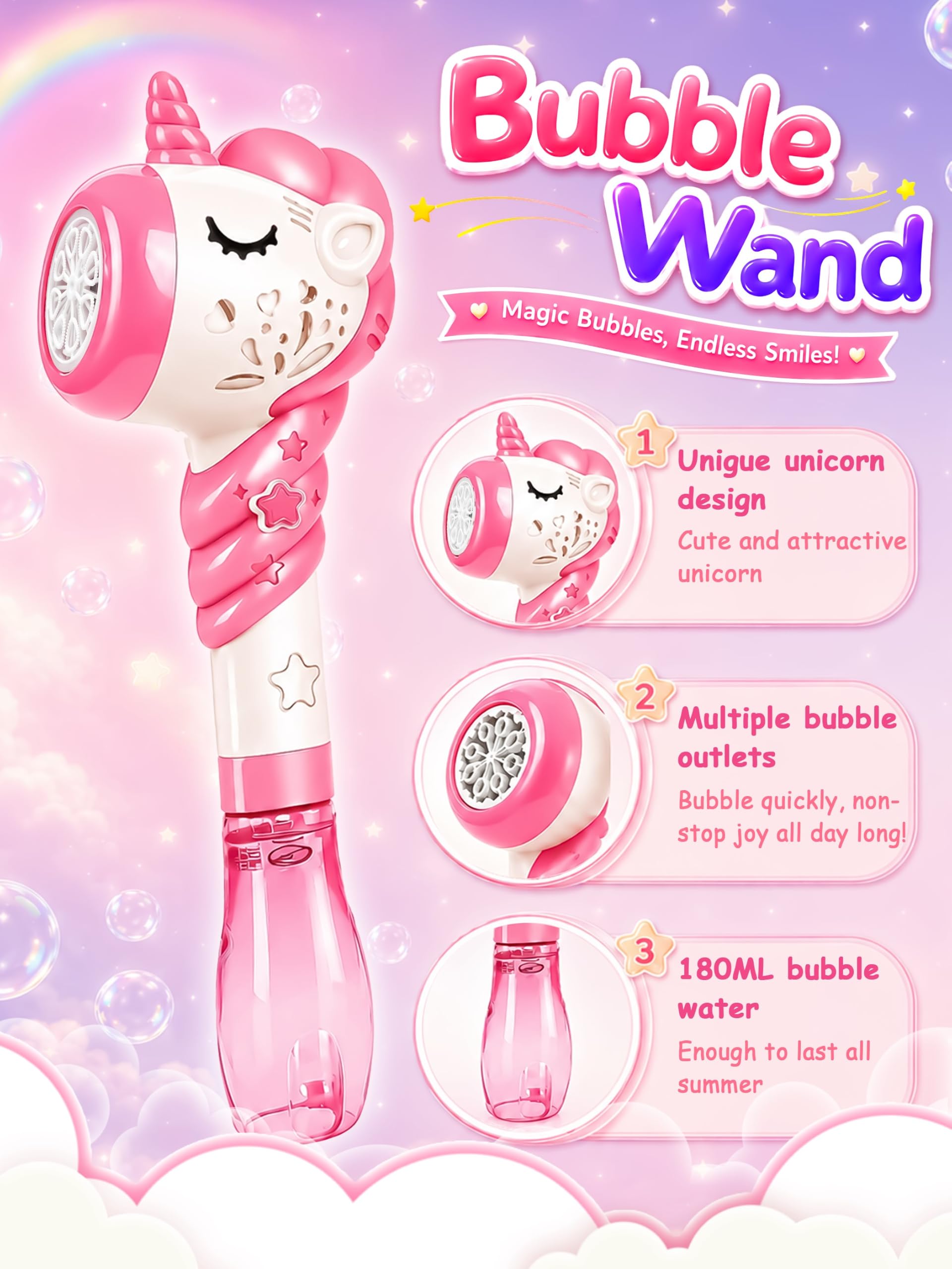 Unicorn bubble wand for outdoor play